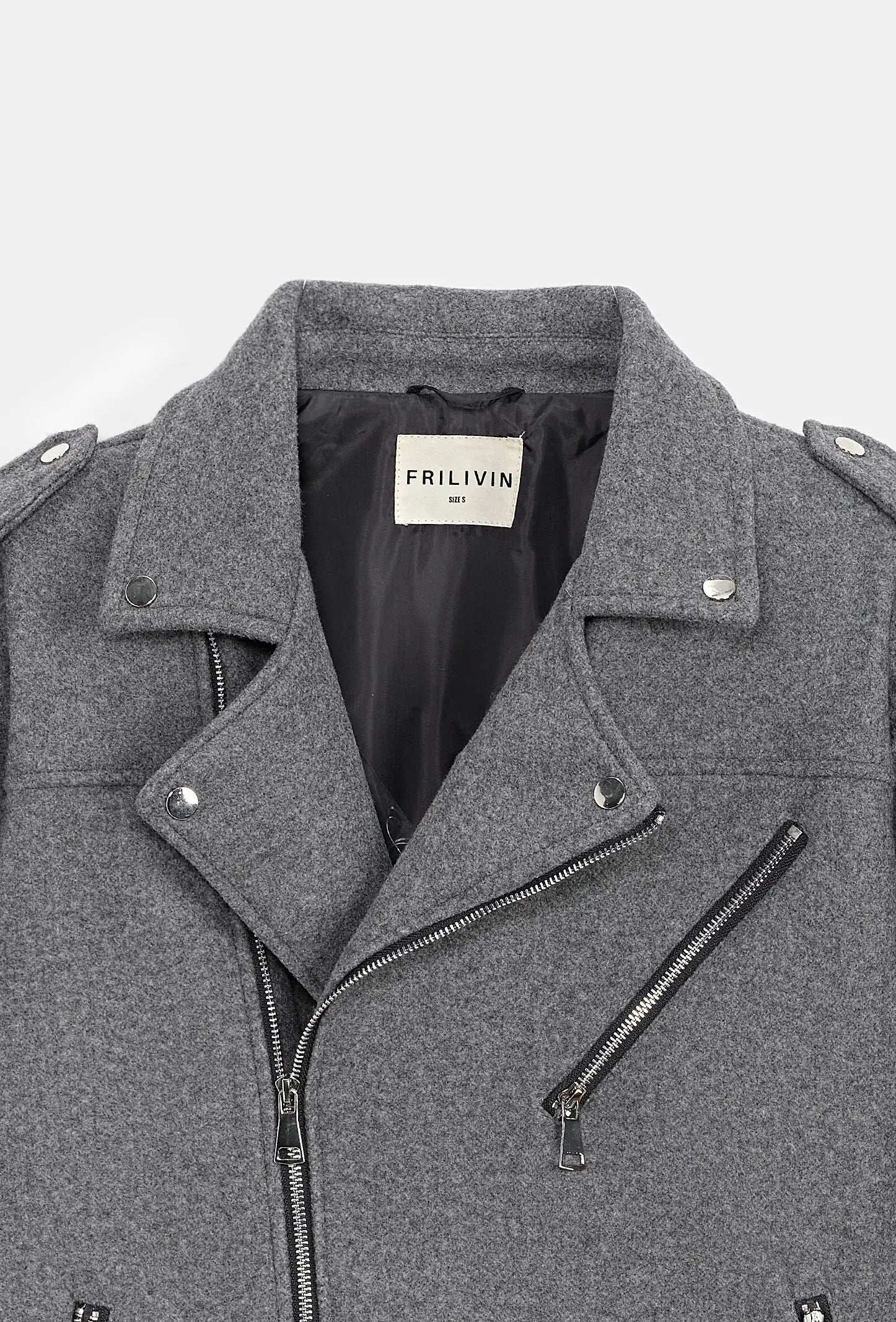 Veste style perfecto gris chiné bonhomme