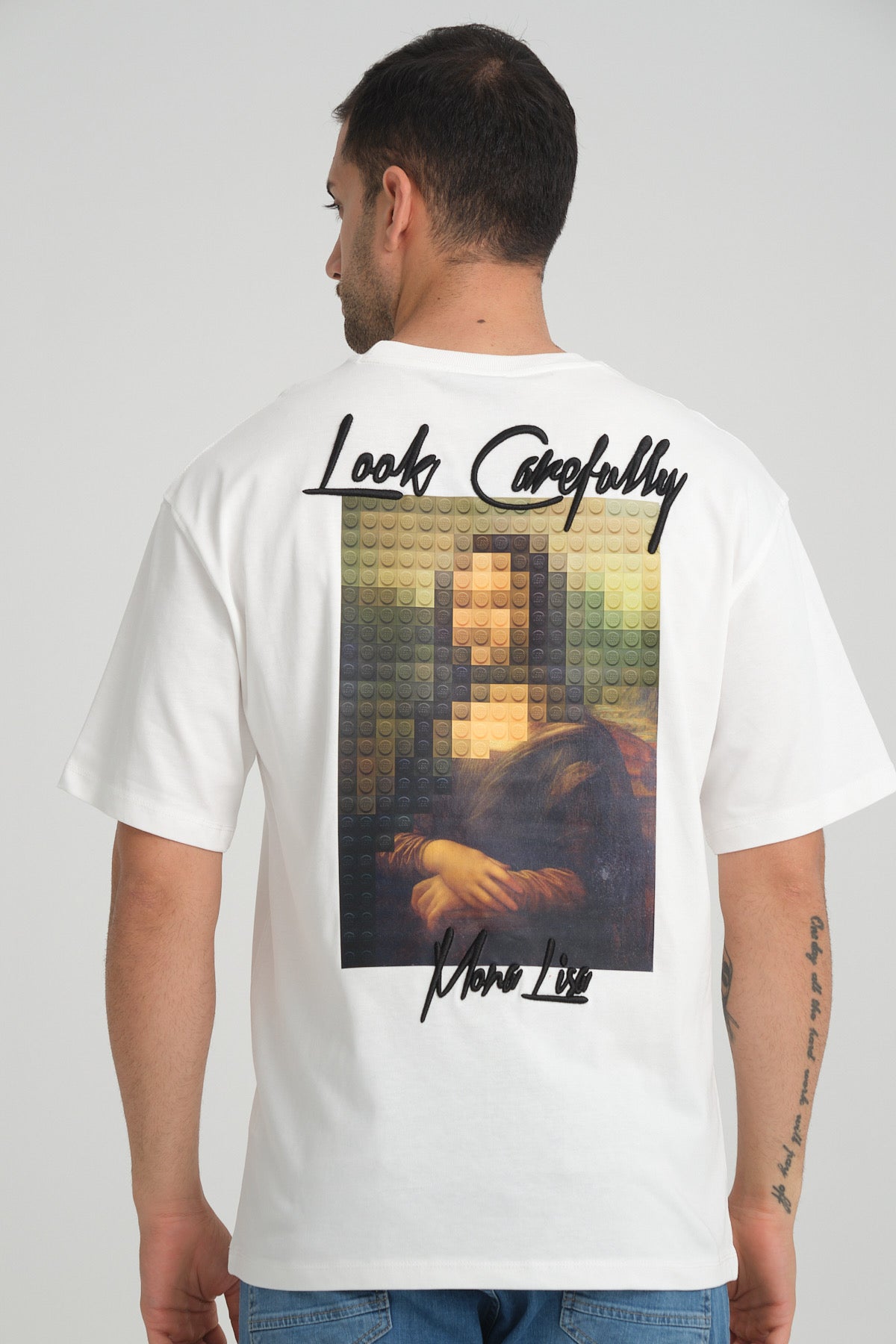 Tee Shirt Mona Lisa Blanc Pixel