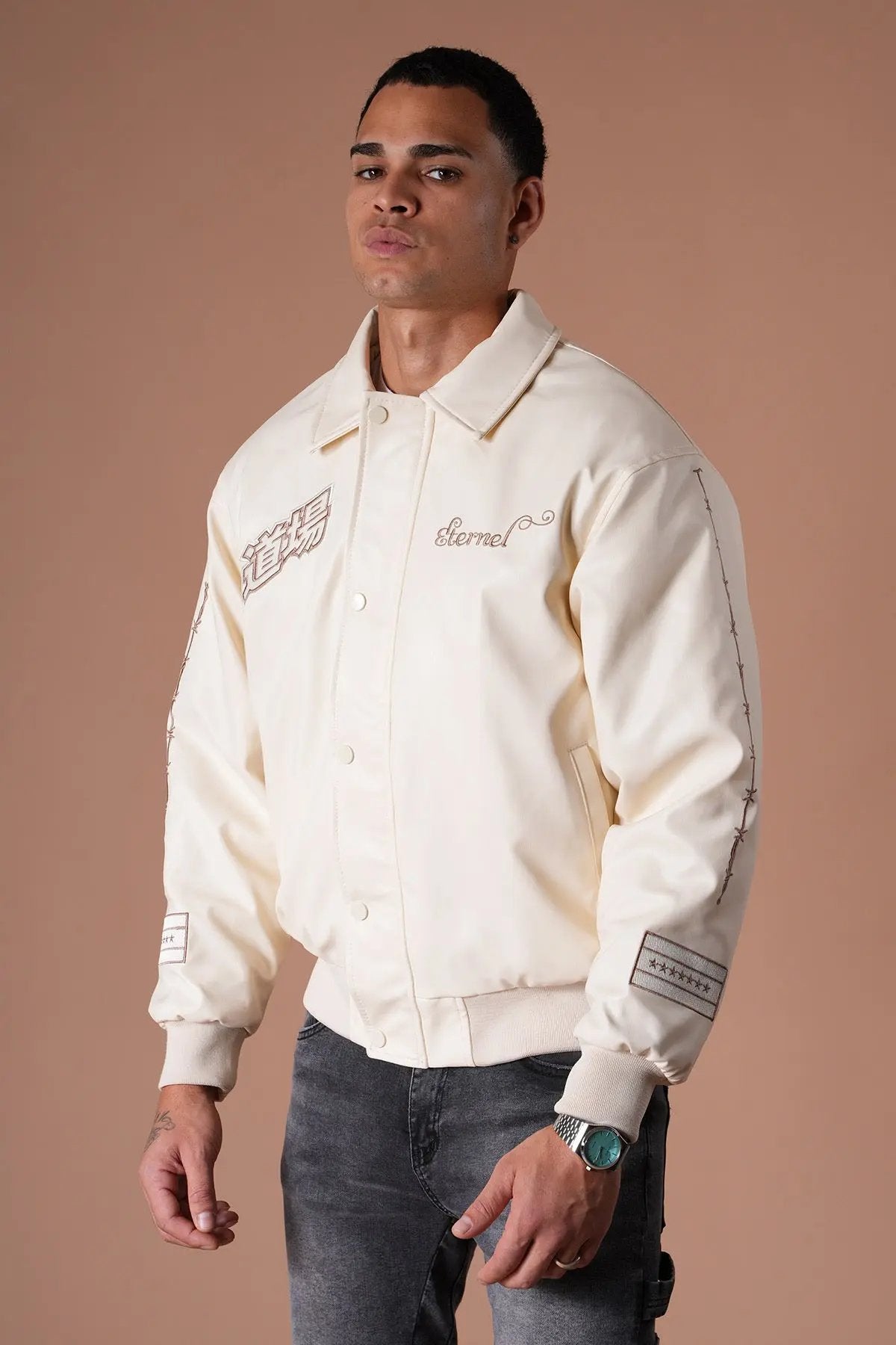 Blouson Ikao Atelier Éternel Similicuir Beige bonhomme