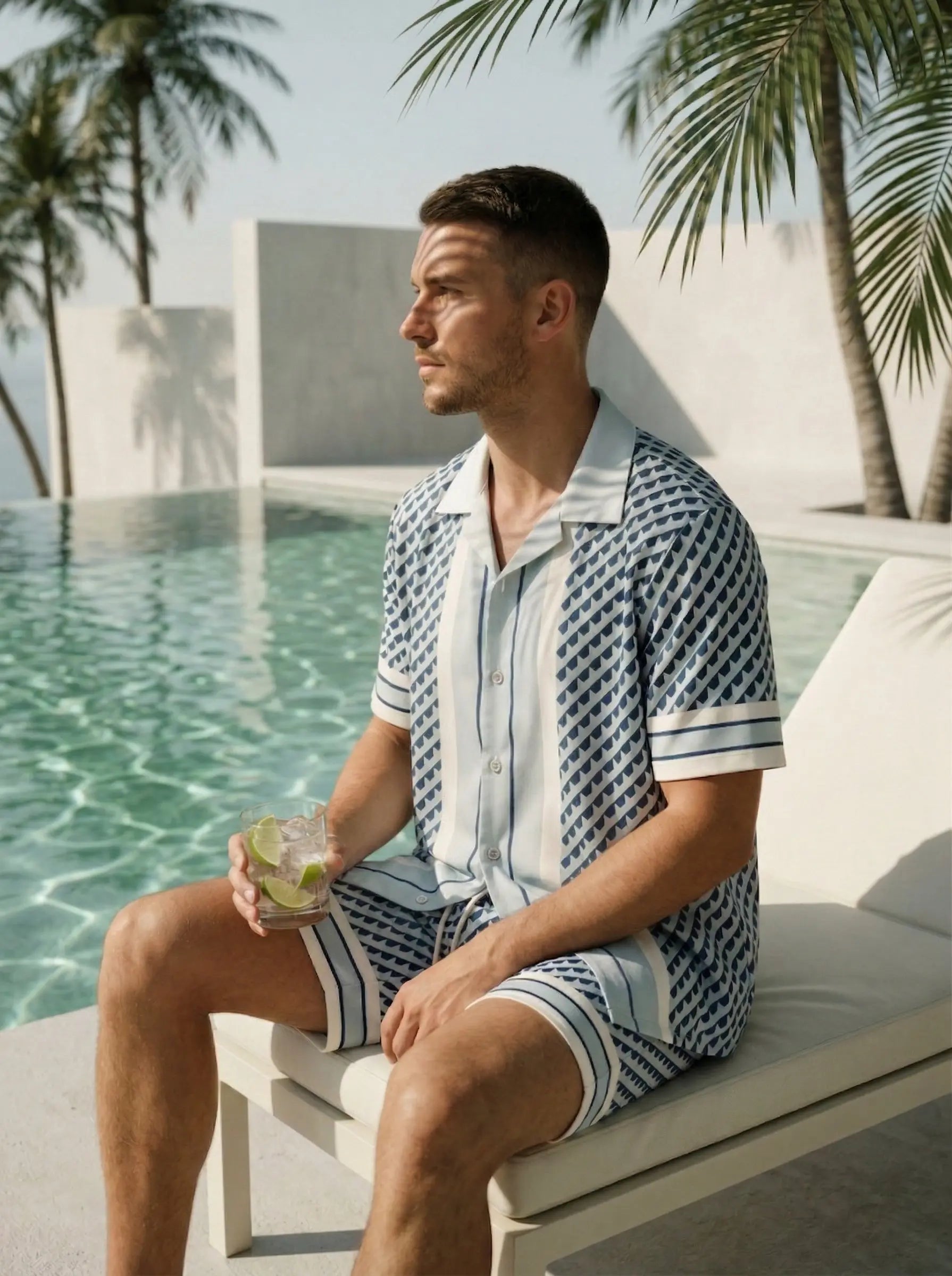 Ensemble Homme chemise & short coupe fluide été bonhomme