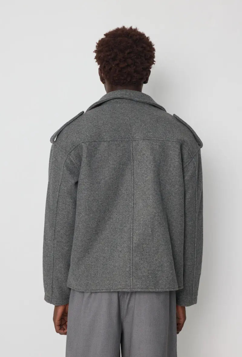 Veste style perfecto gris chiné bonhomme