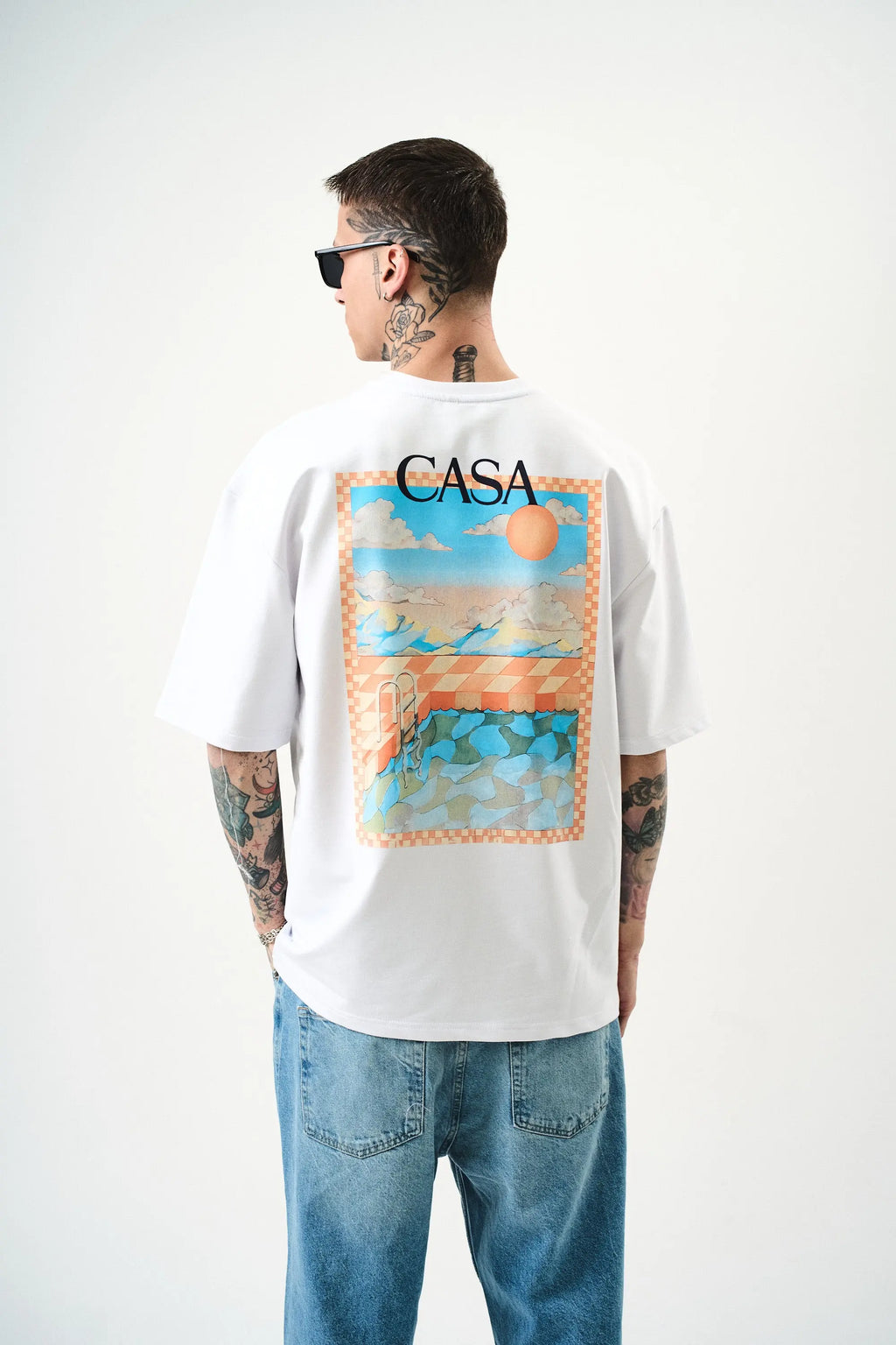 Tee Shirt Casa Piscine Blanc bonhomme