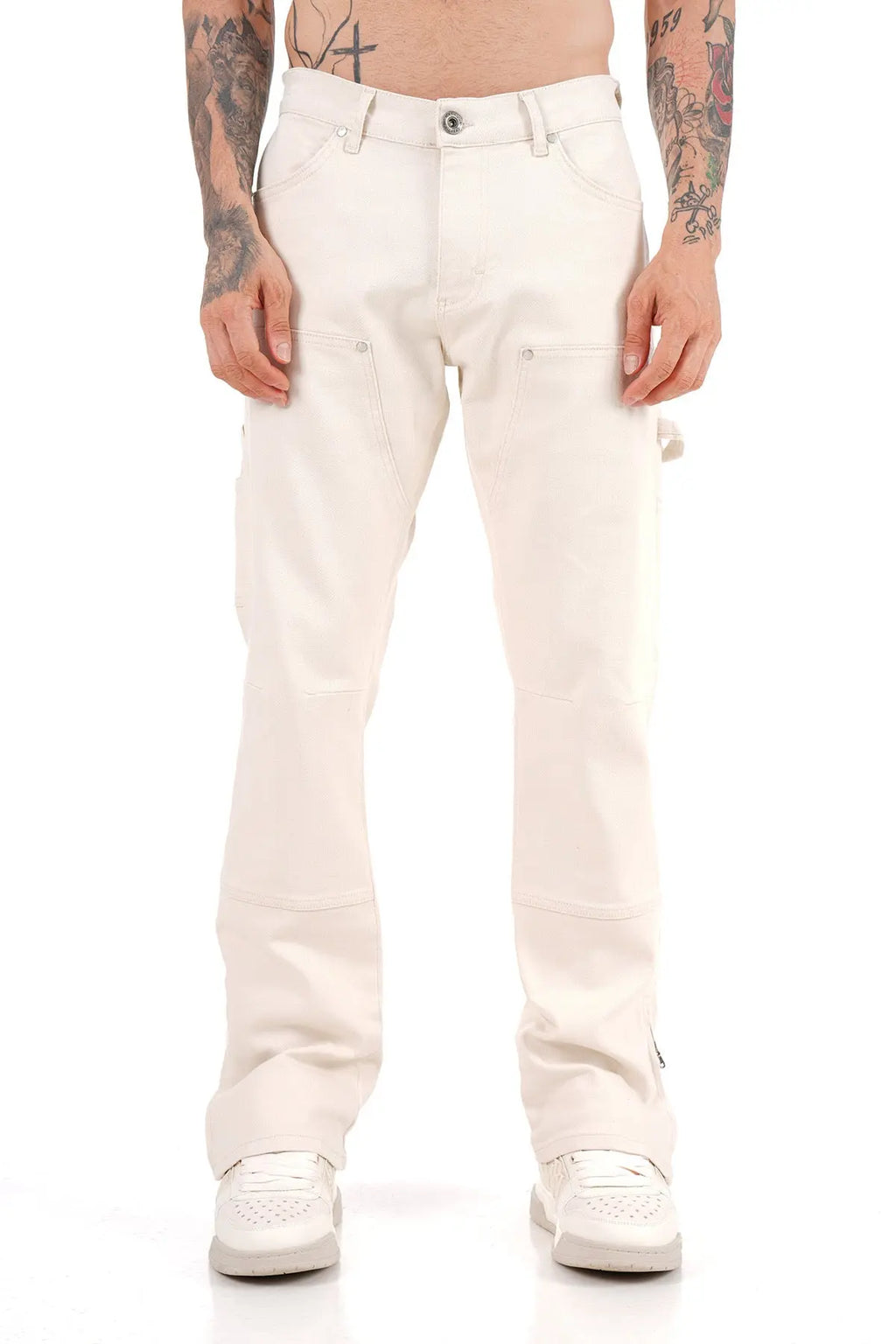 Jeans Carpenteur Beige Homme Coupe Flare bonhomme