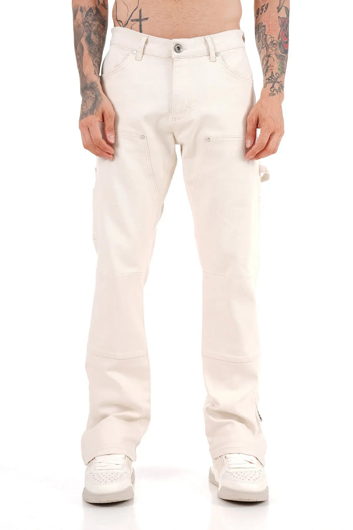 Jeans Carpenteur Beige Homme Coupe Flare bonhomme