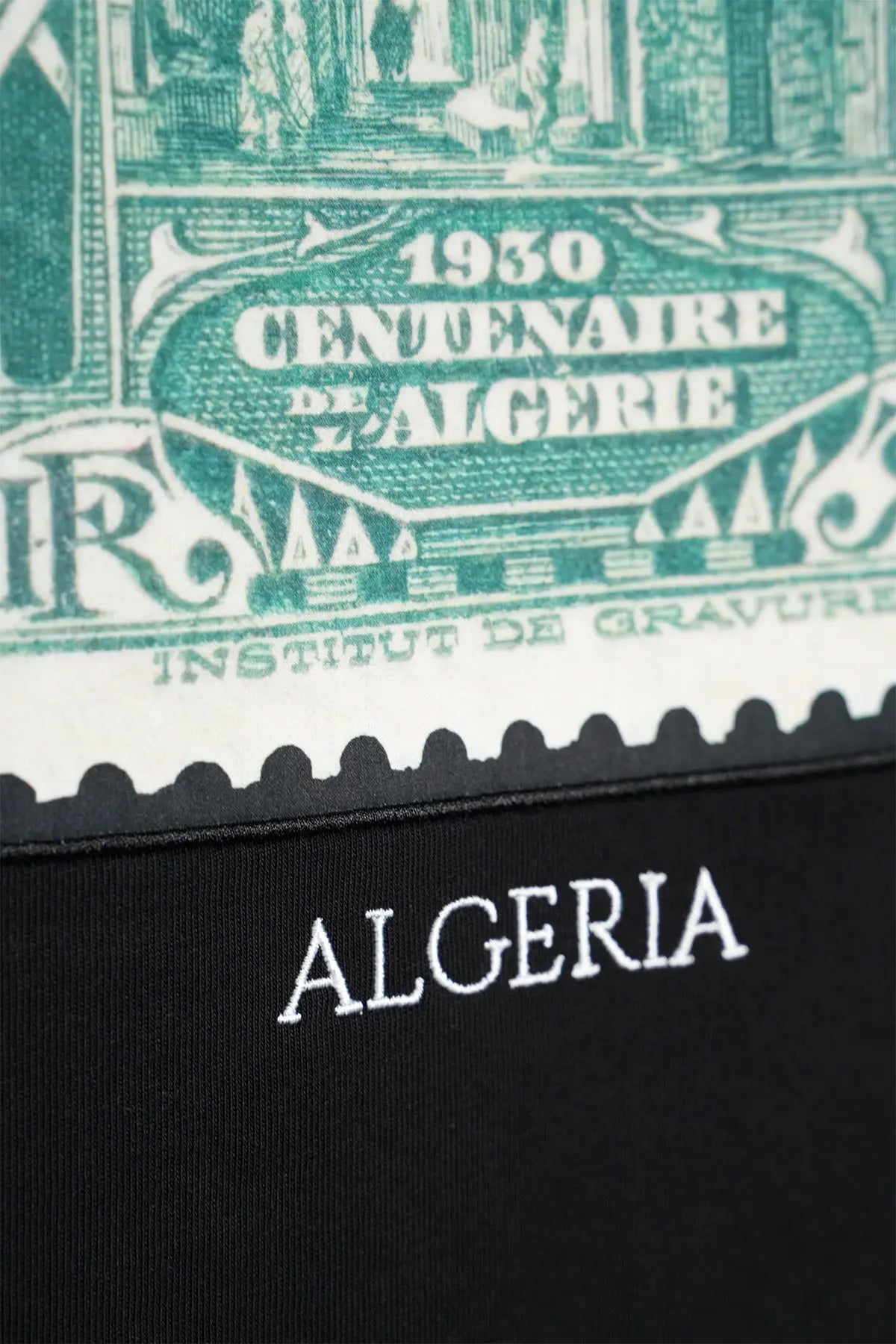 Tee Shirt timbre Algerie Noir - bonhomme