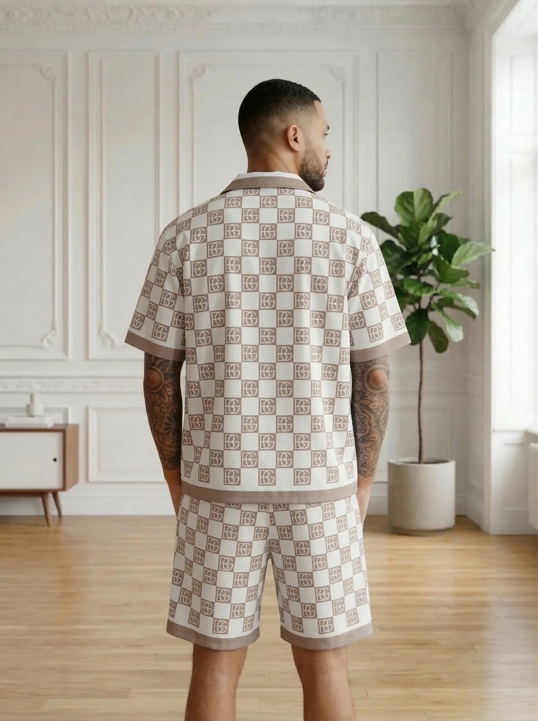 ensemble chemise et short homme imprimé bonhomme