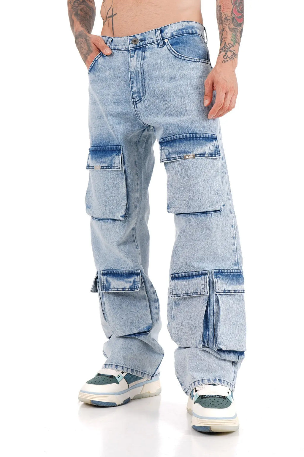 Jeans Bleu homme Coupe Large Multipoches bonhomme