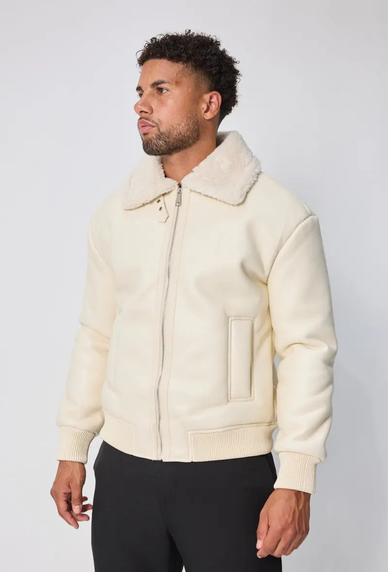 Blouson Homme Sherpa Beige – Style Aviateur Moderne bonhomme