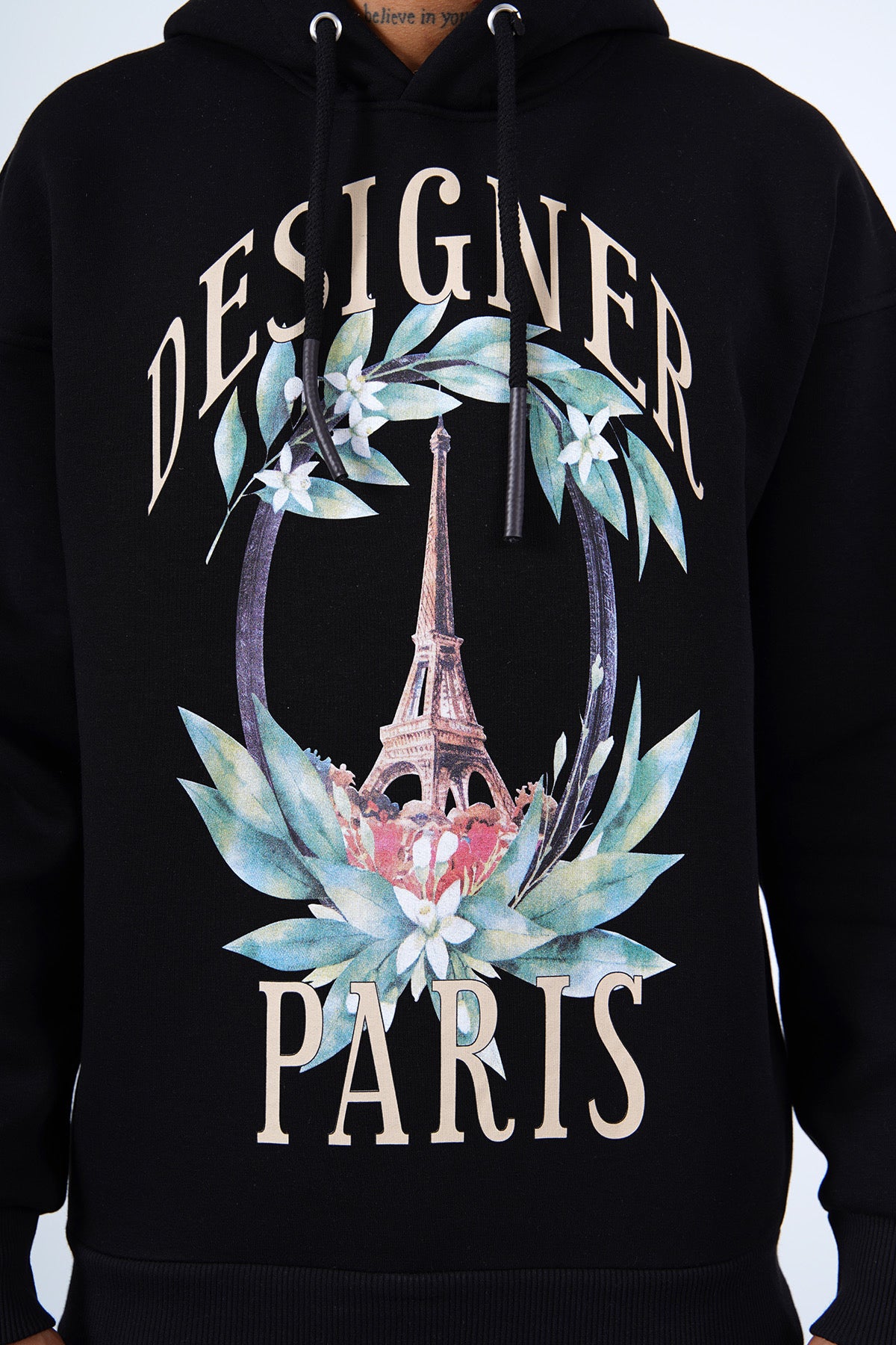 Sweat Capuche Noir Paris Designer