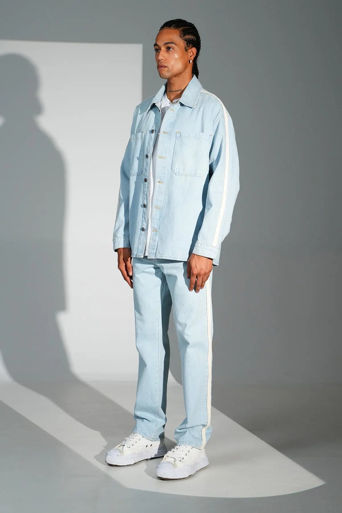 Ensemble Jean Homme Bleu Clair avec Bandes Latérales bonhomme