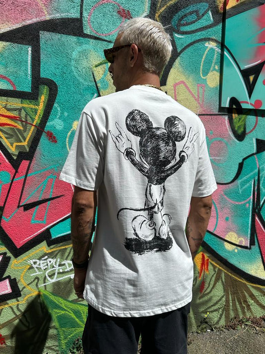 Tee shirt usual suspect Mickey Oversize blanc