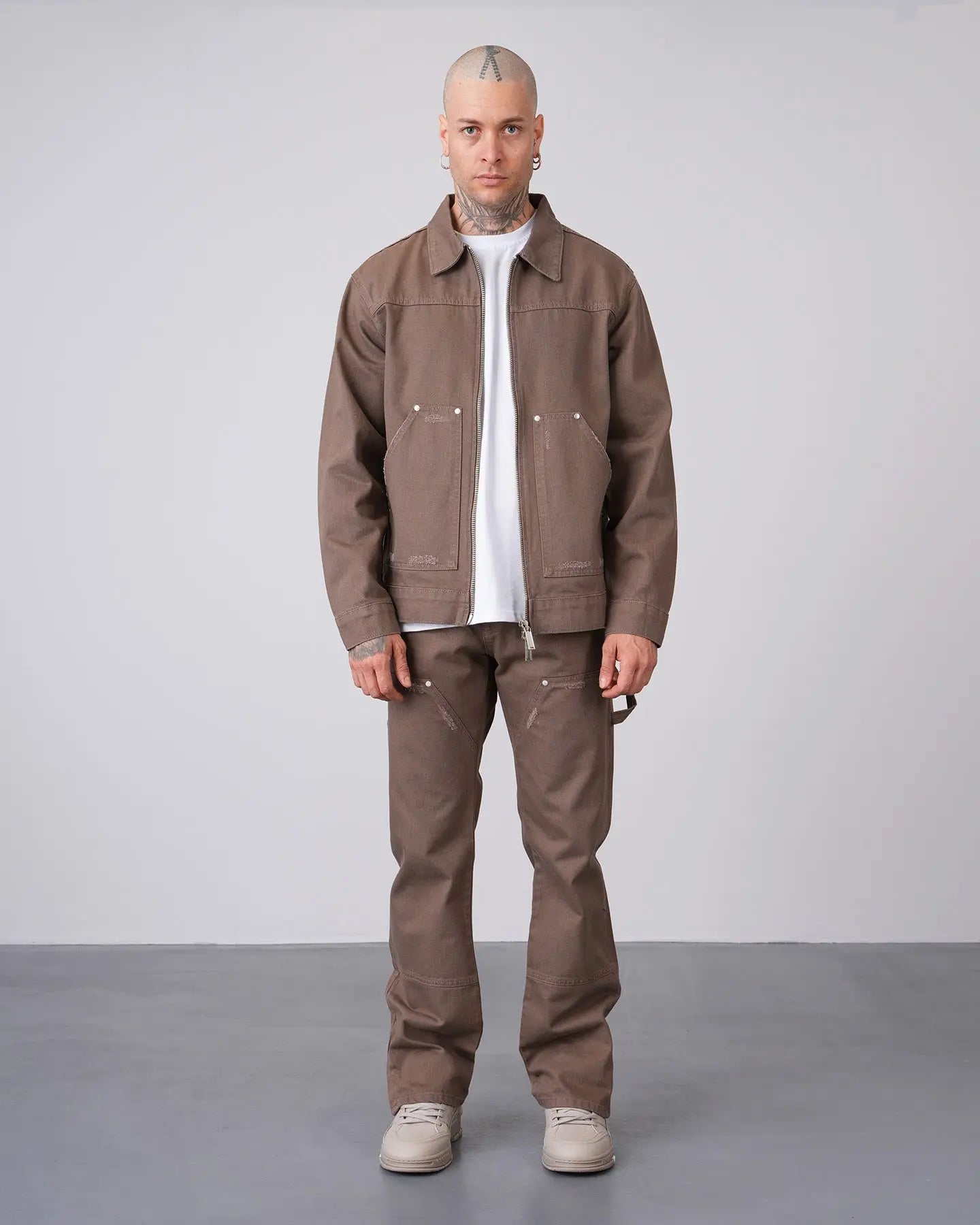 Ensemble Workwear Marron – Veste Denim & Jean Flare Carpenter bonhomme