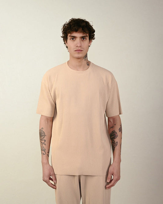 Tee-Shirt Côtelé Beige homme