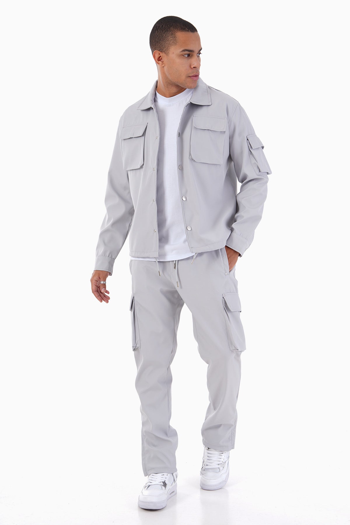 Ensemble Homme Veste et Pantalon Cargo Gris