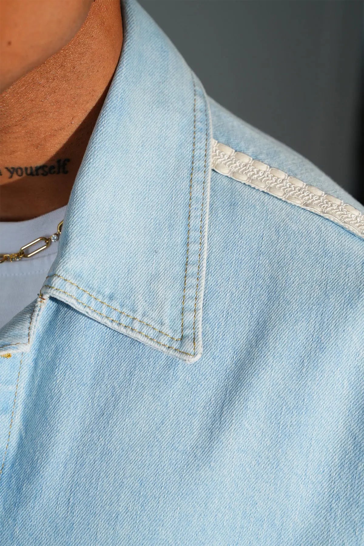 Ensemble Jean Homme Bleu Clair avec Bandes Latérales bonhomme