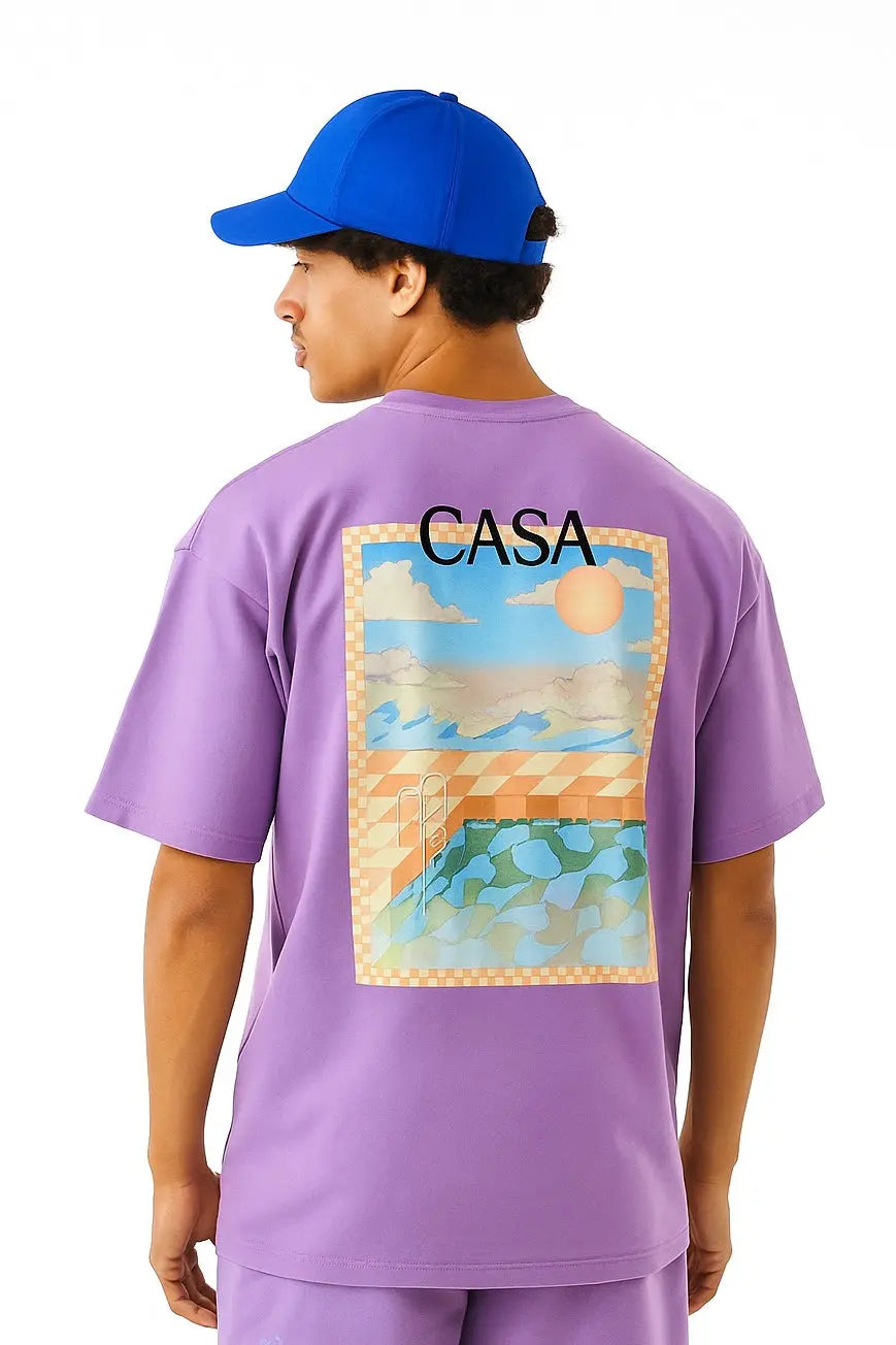 Tee Shirt Casa Piscine Violet bonhomme