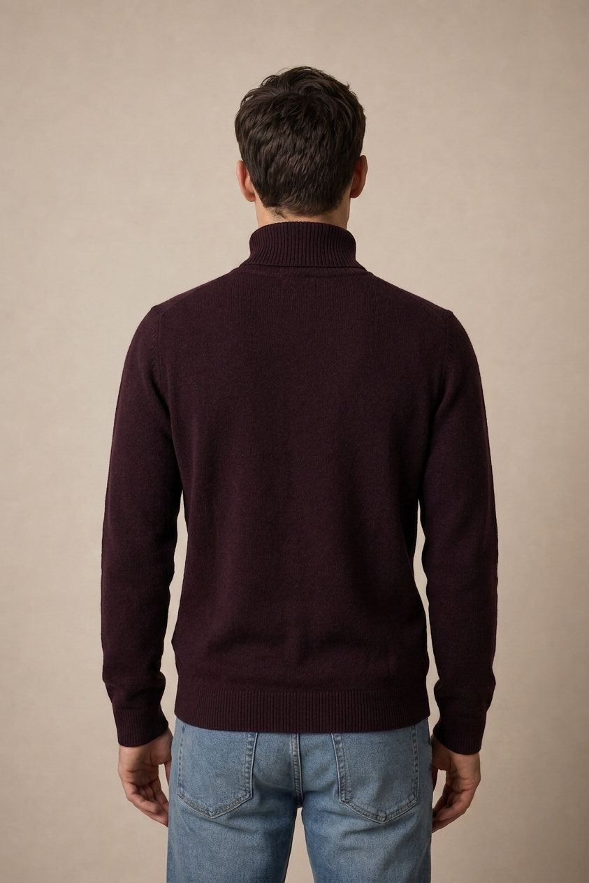 Pull homme col roulé maille – photo 2