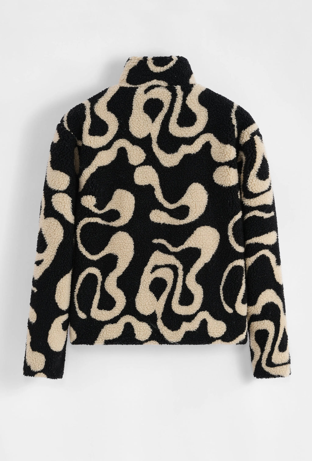 Veste Polaire Noir Beige à Motifs Ondulés bonhomme