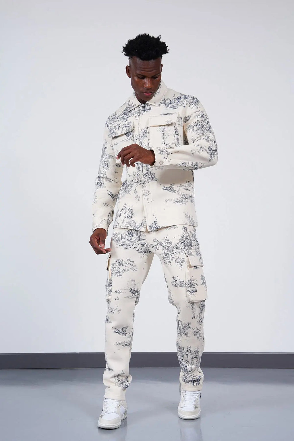 Ensemble jogging toile de jouy beige bonhomme