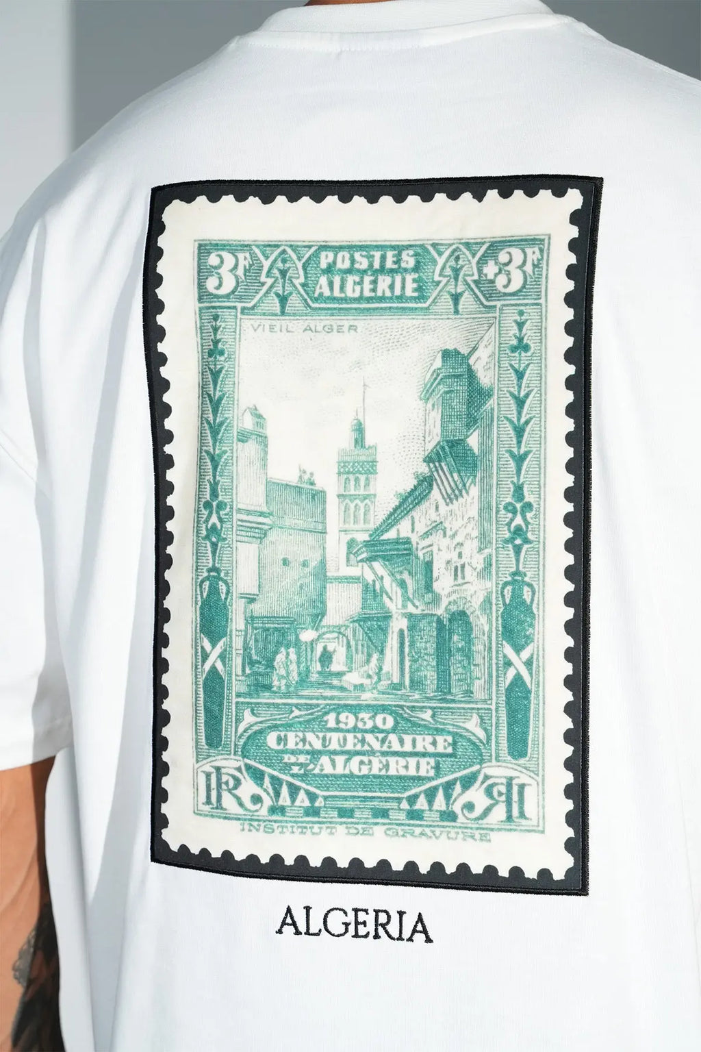 Tee Shirt timbre Algerie Blanc - bonhomme