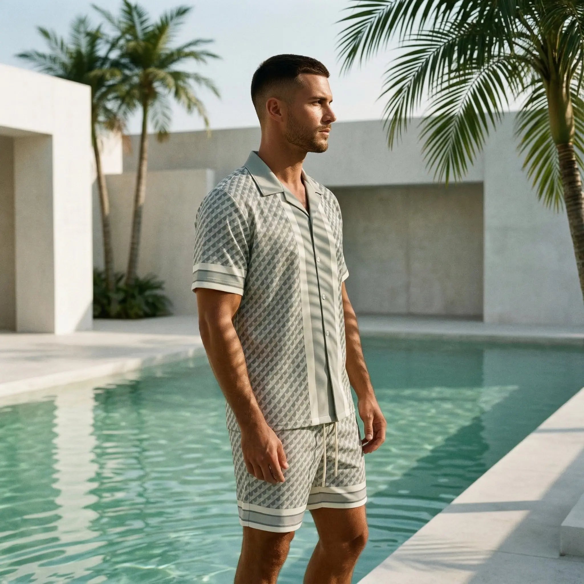 Ensemble Homme chemise & short coupe fluide été bonhomme