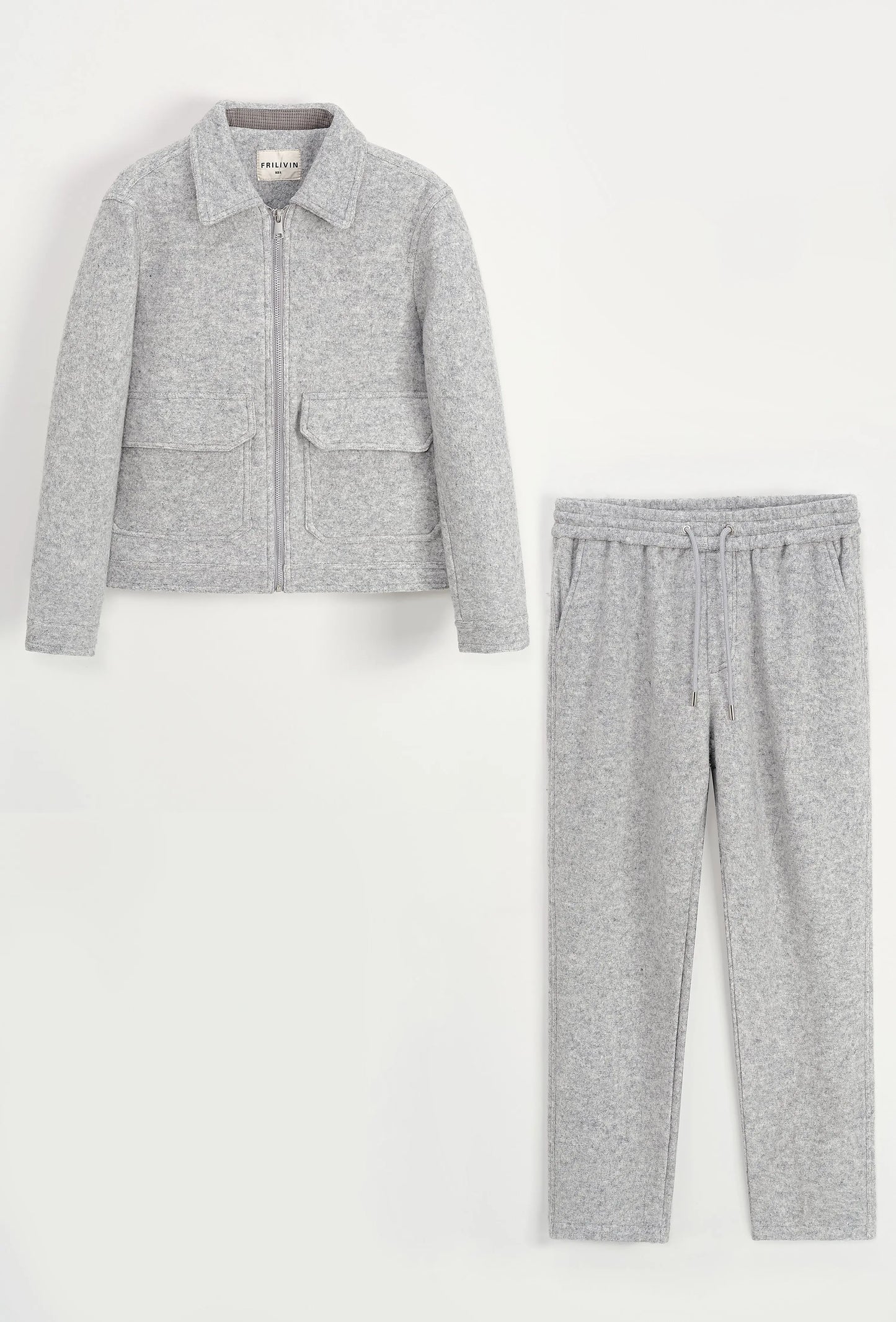 Ensemble Homme Gris – Veste Zippée & Pantalon bonhomme