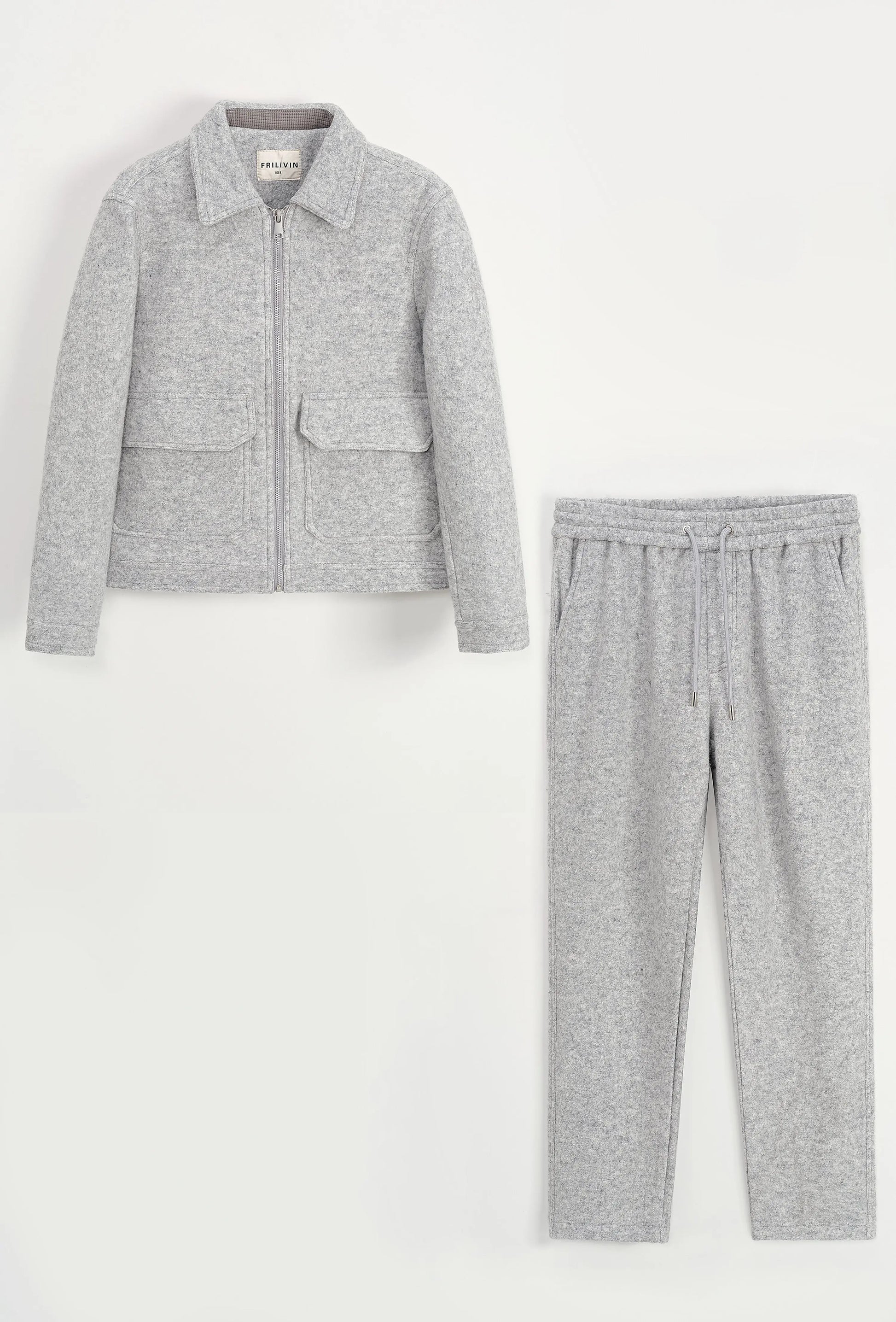 Ensemble Homme Gris – Veste Zippée & Pantalon bonhomme