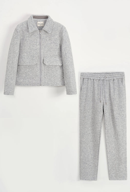 Ensemble Homme Gris – Veste Zippée & Pantalon bonhomme