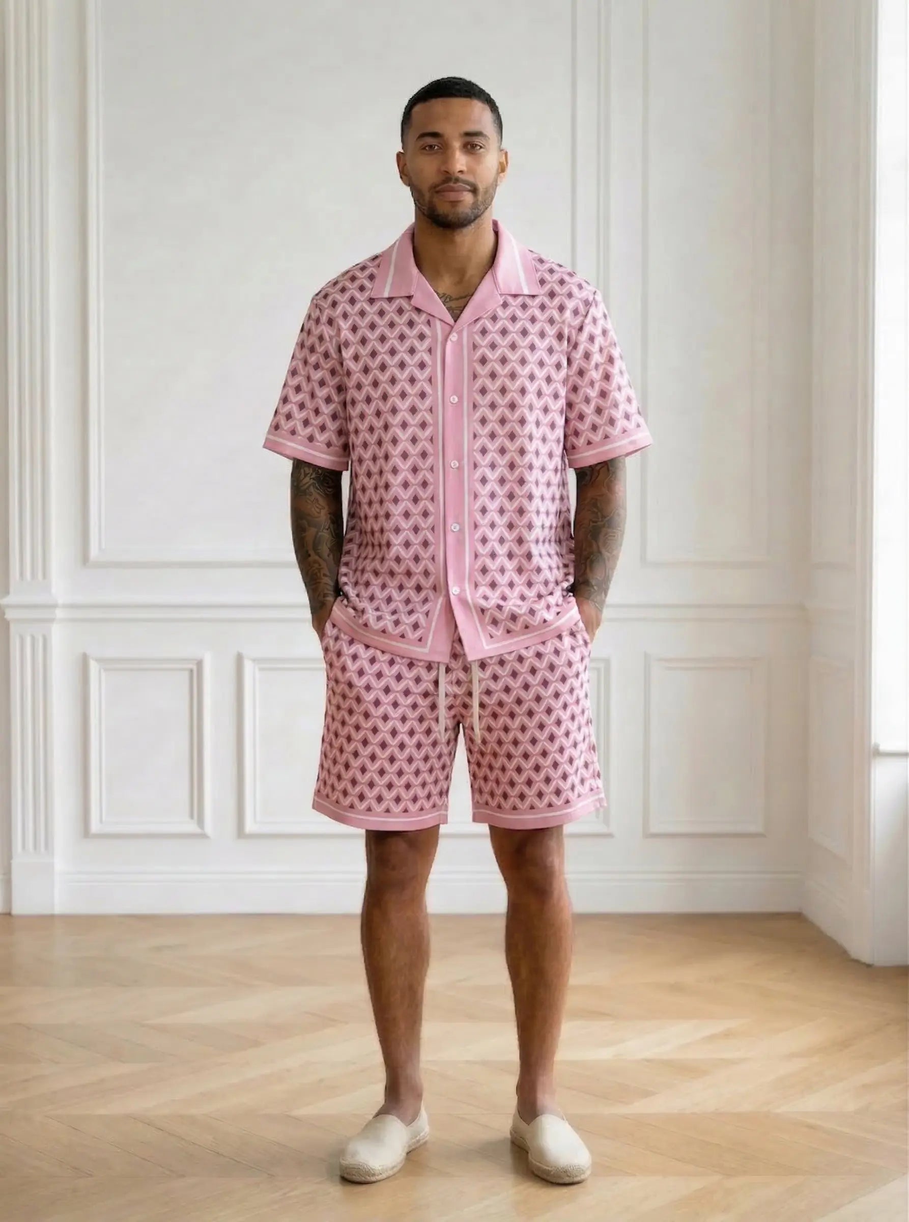 ensemble chemise et short homme imprimé bonhomme