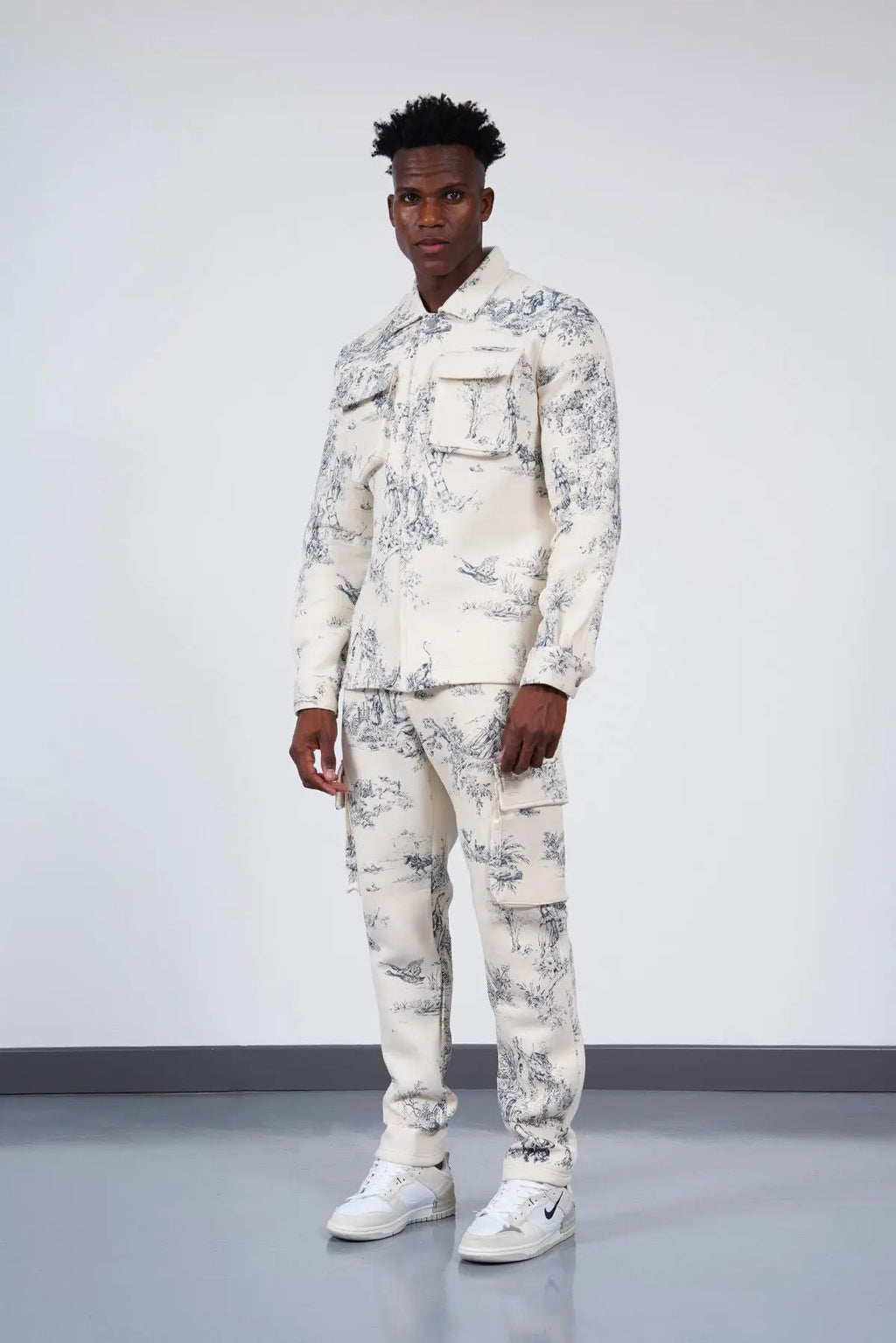 Ensemble jogging toile de jouy beige bonhomme