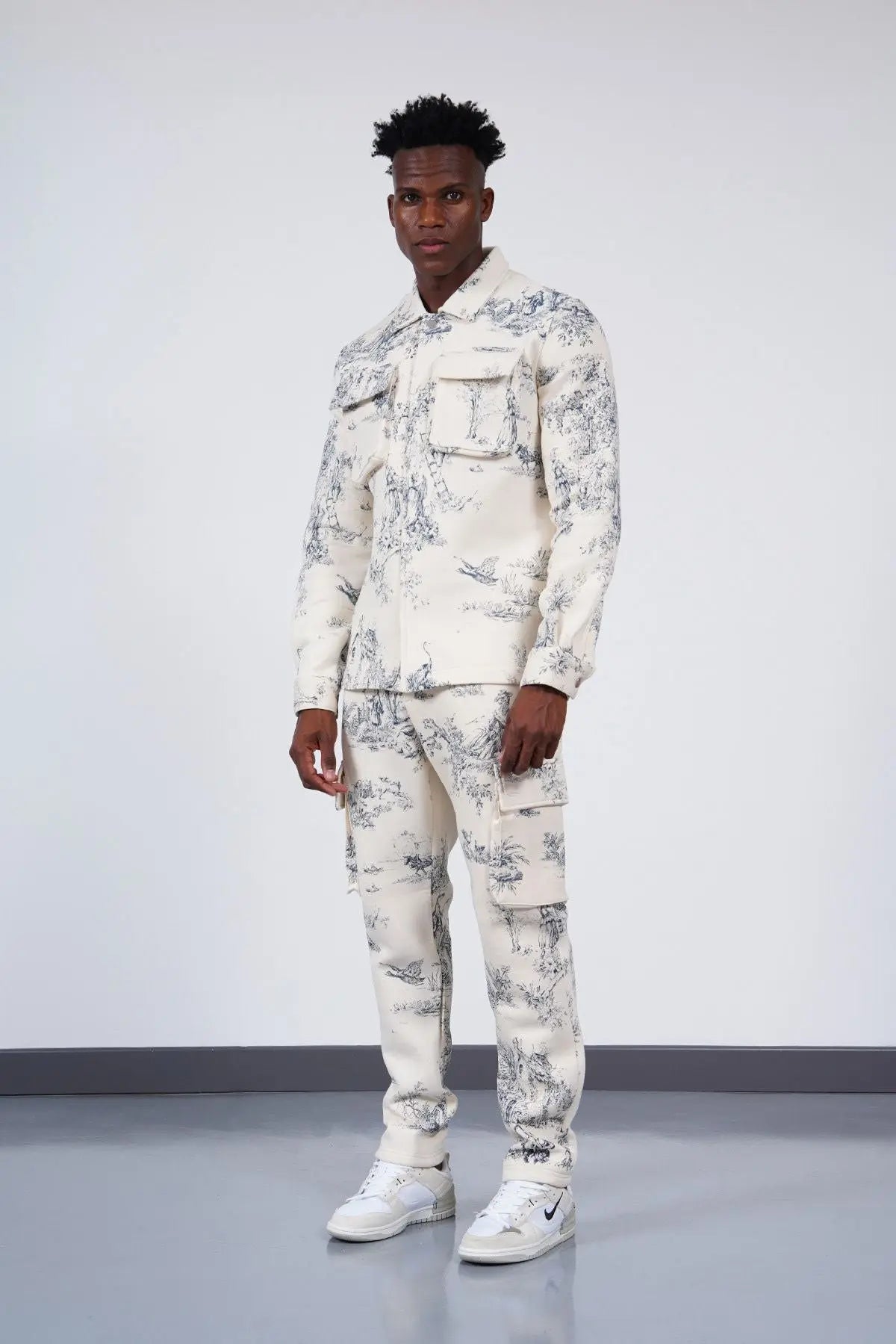 Ensemble jogging toile de jouy beige bonhomme