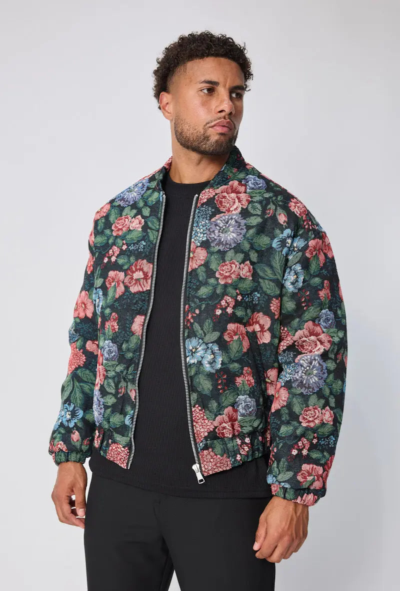 Bomber Homme Floral Noir bonhomme