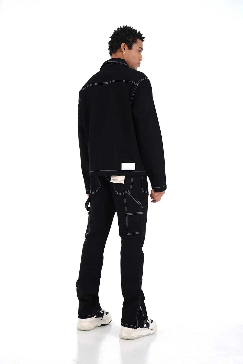 Ensemble Carpenter Noir – Veste à Gros Zip & Jean Flare 100% Coton bonhomme