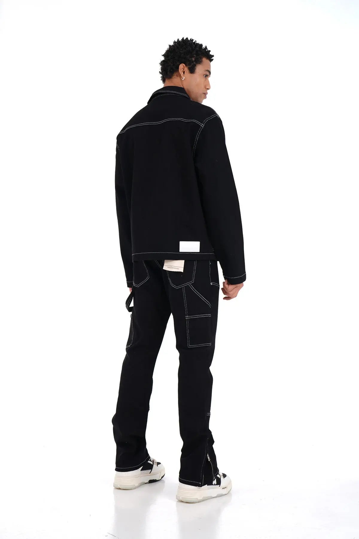 Ensemble Carpenter Noir – Veste à Gros Zip & Jean Flare 100% Coton bonhomme