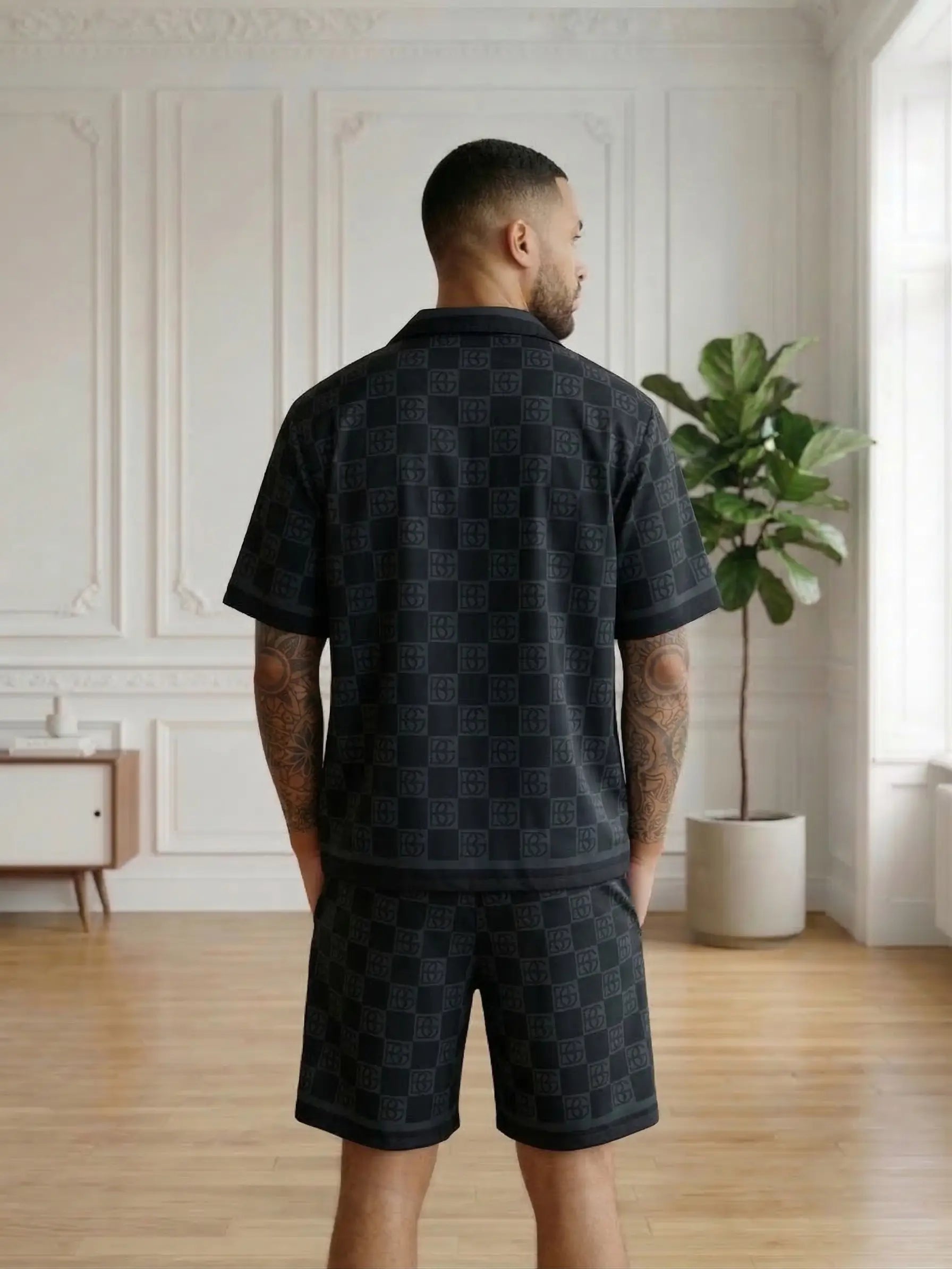 ensemble chemise et short homme imprimé bonhomme