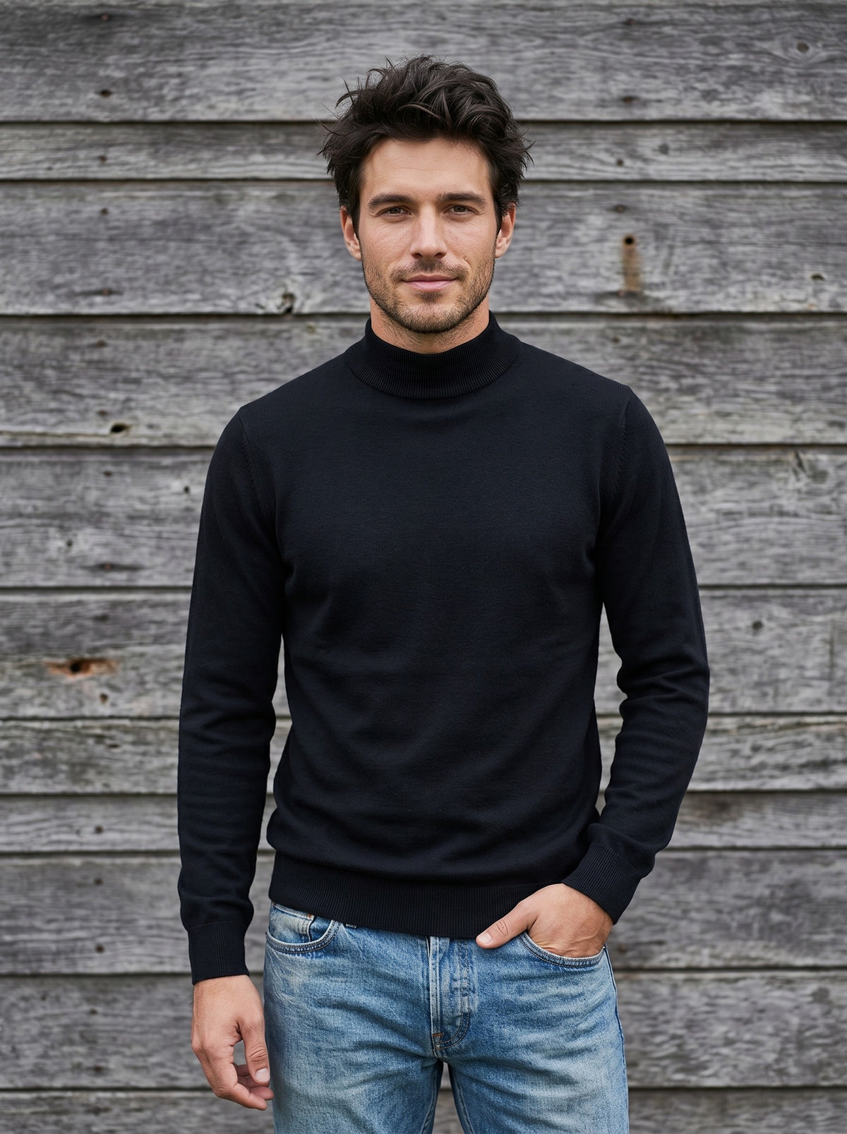 Pull homme col montant maille – photo 3