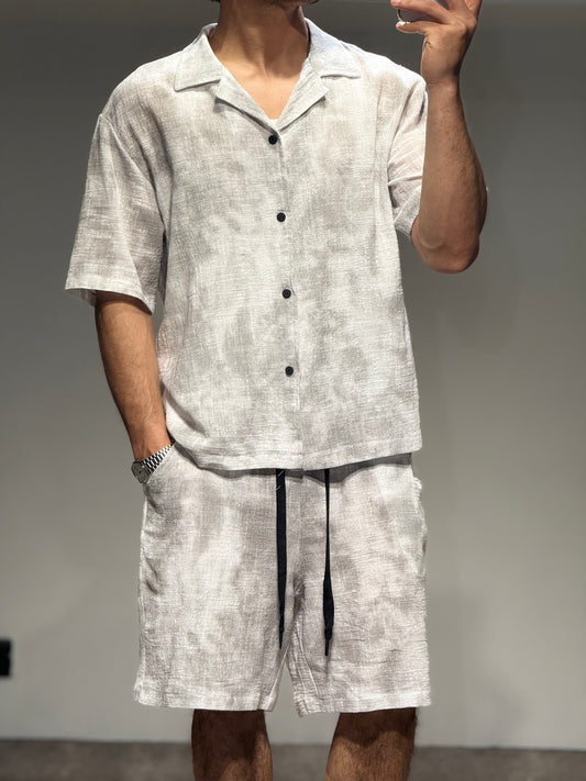 Ensemble Chemise et Short Gris Délavé Lin