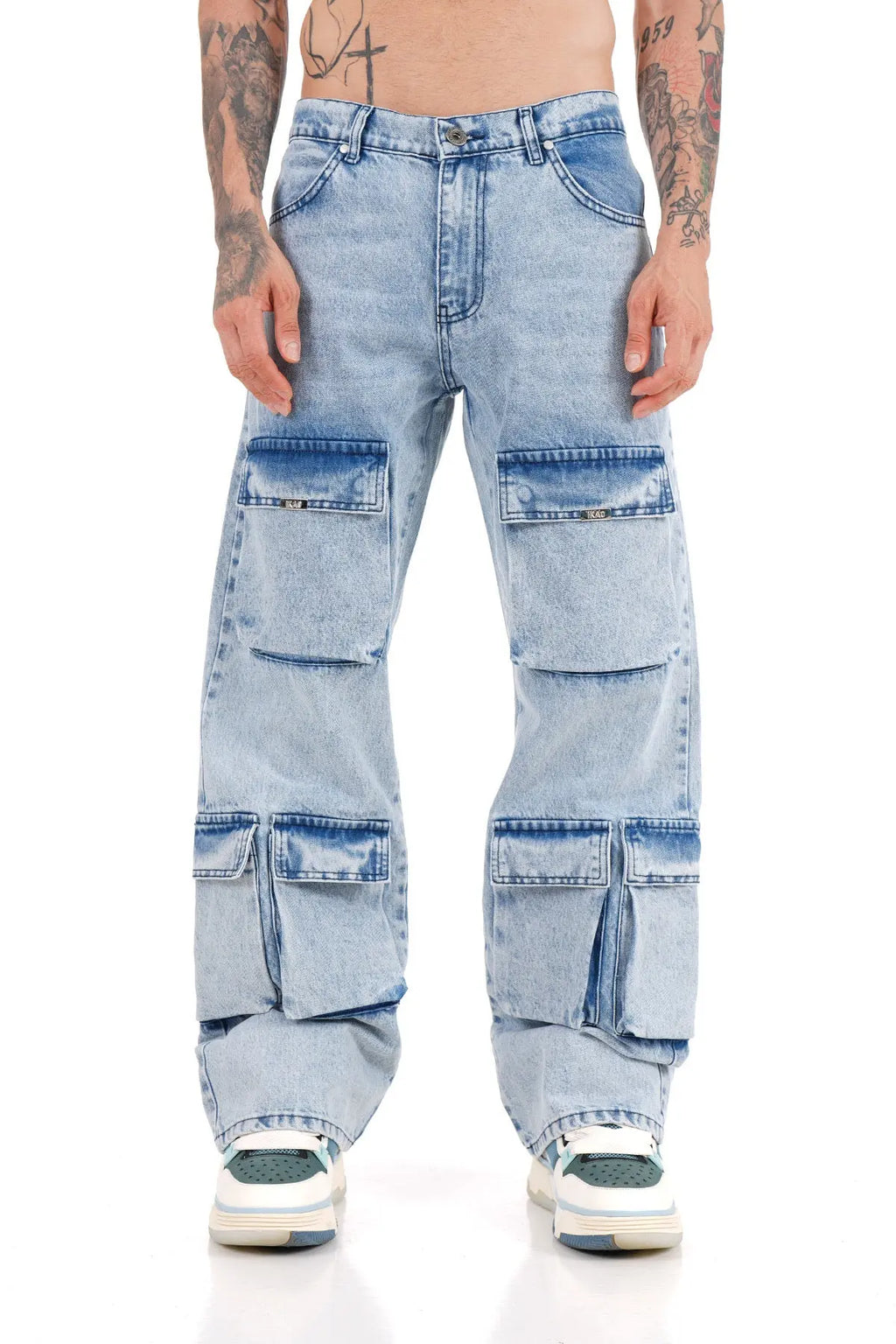 Jeans Bleu homme Coupe Large Multipoches bonhomme