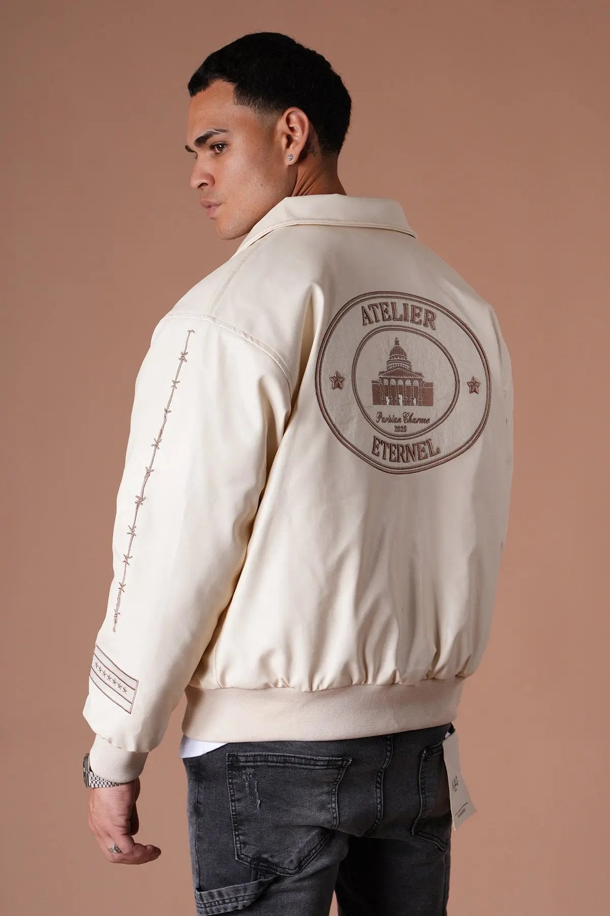 Blouson Ikao Atelier Éternel Similicuir Beige bonhomme