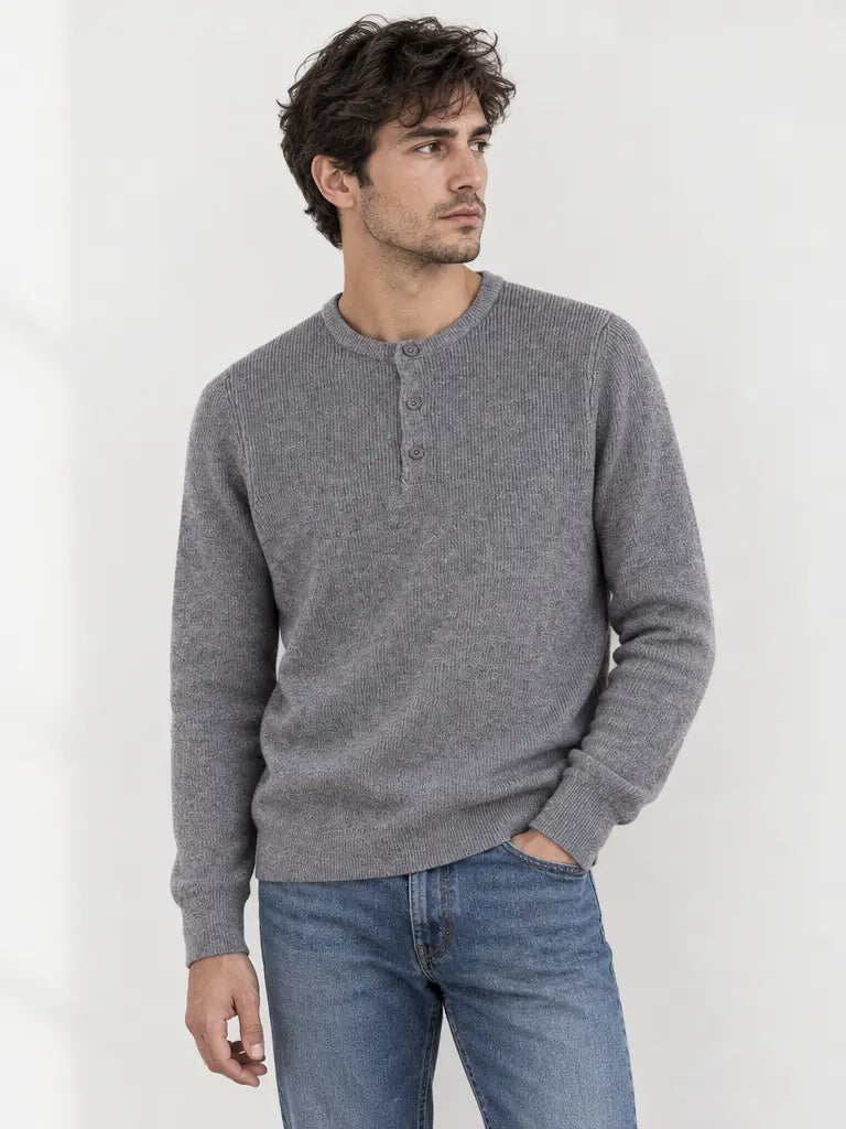 Pull Col Tunisien Homme Maille Côtelée