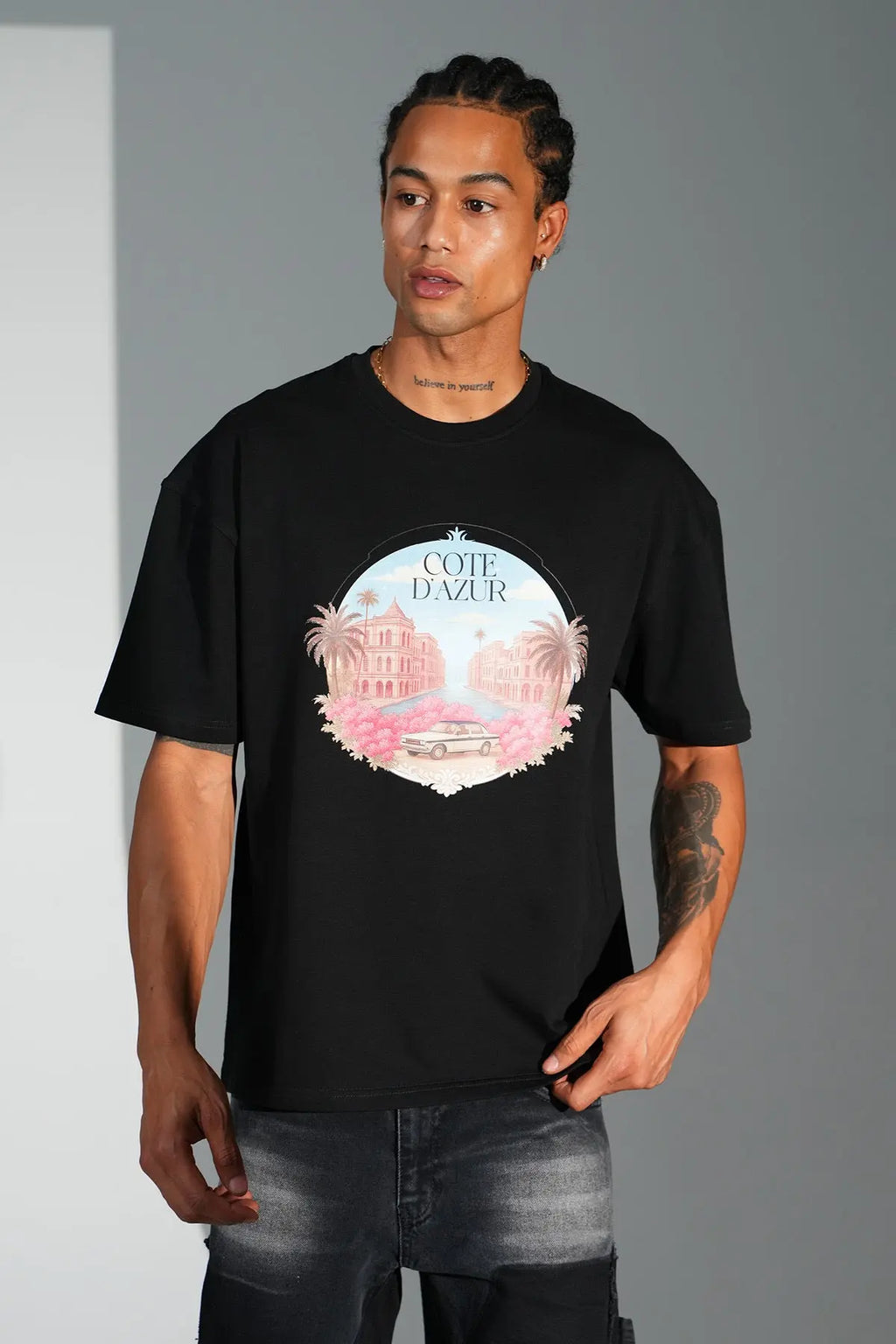 Tee Shirt Cote D'Azur Noir - bonhomme