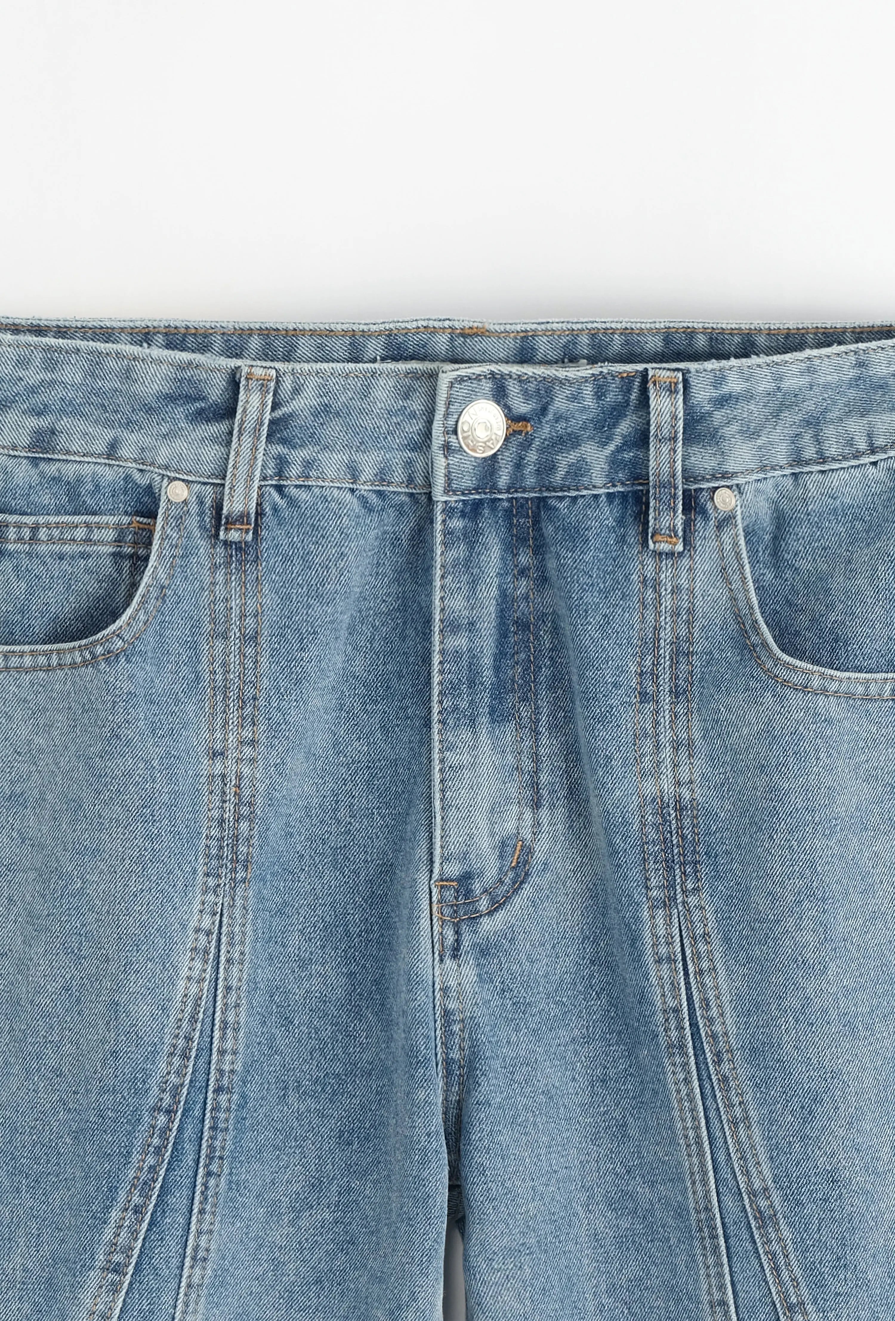 Jean bleu clair homme coupe droite bonhomme