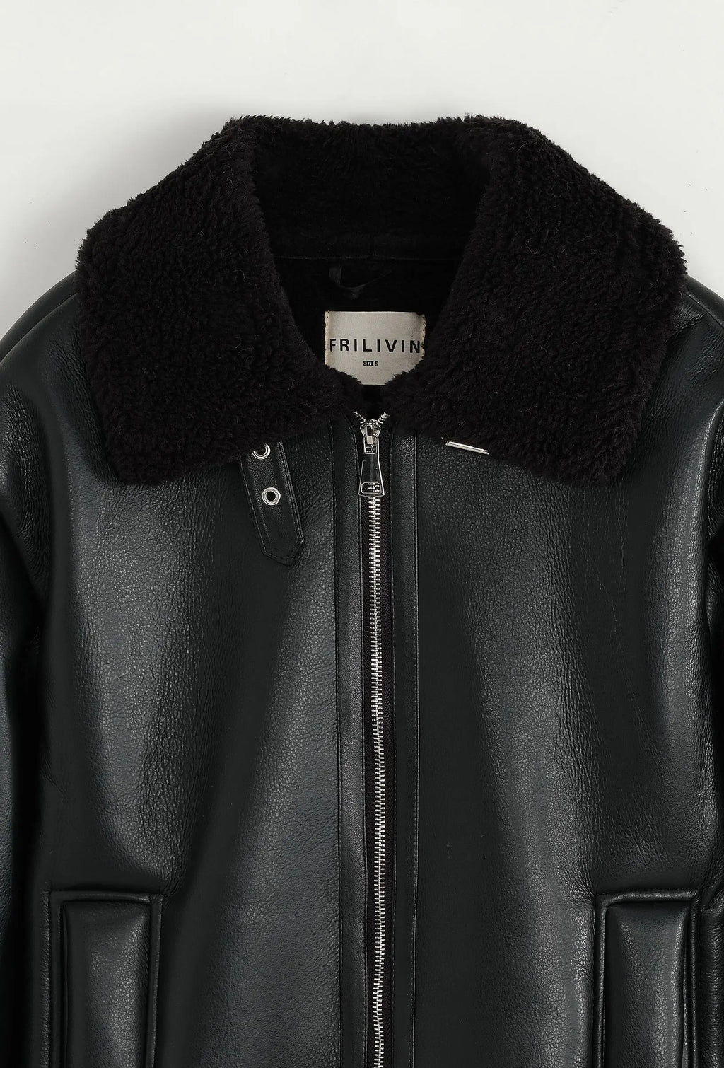 Blouson aviateur noir col sherpa homme bonhomme