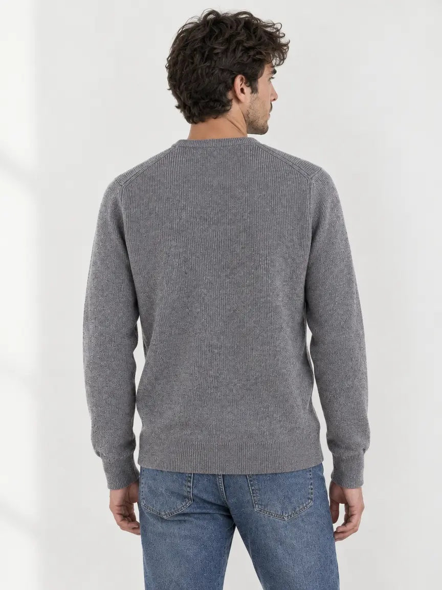 Pull Col Tunisien Homme Maille Côtelée