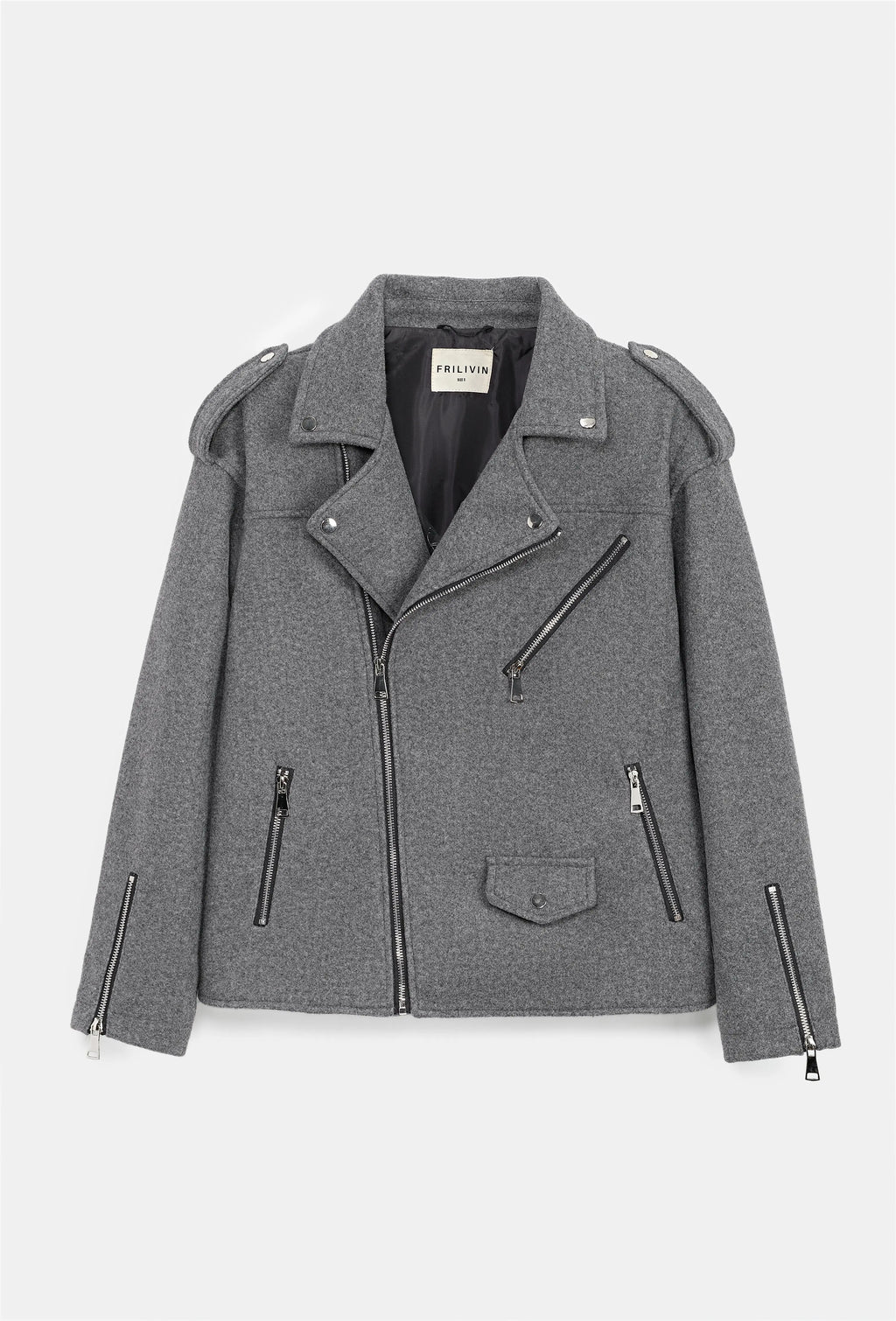 Veste style perfecto gris chiné bonhomme