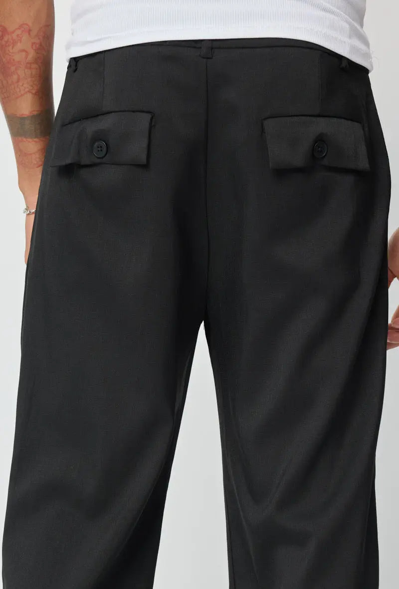 Pantalon Homme Noir Coupe Droite – Streetwear & Chic Décontracté bonhomme