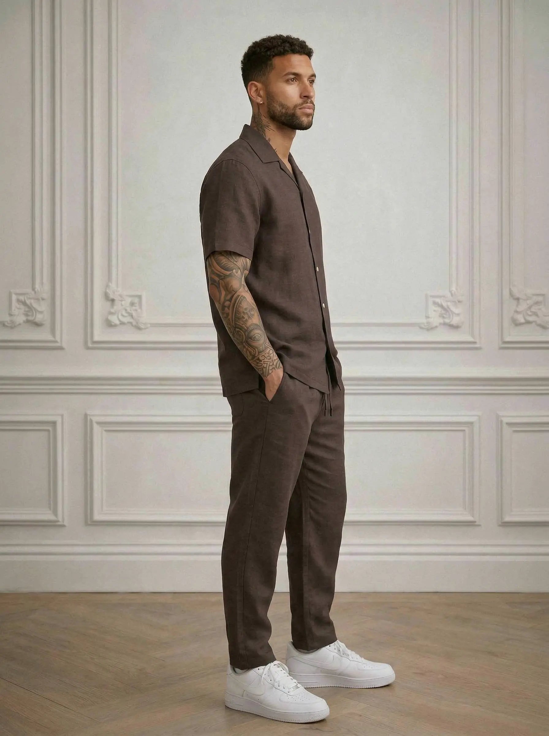 Ensemble chemise & pantalon Homme en Lin – style estival bonhomme