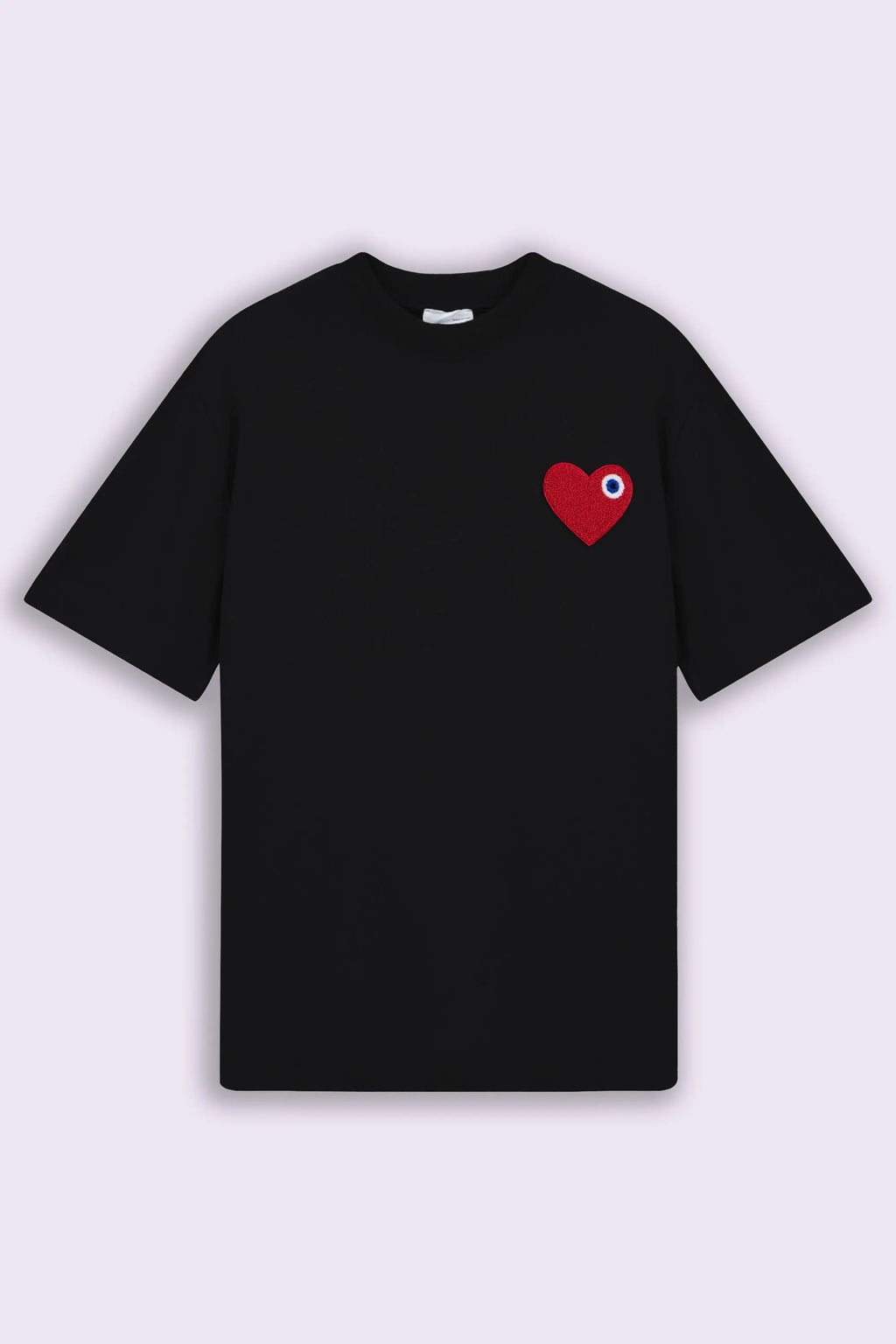 Tee shirt noir avec motif Coeur rouge - bonhomme