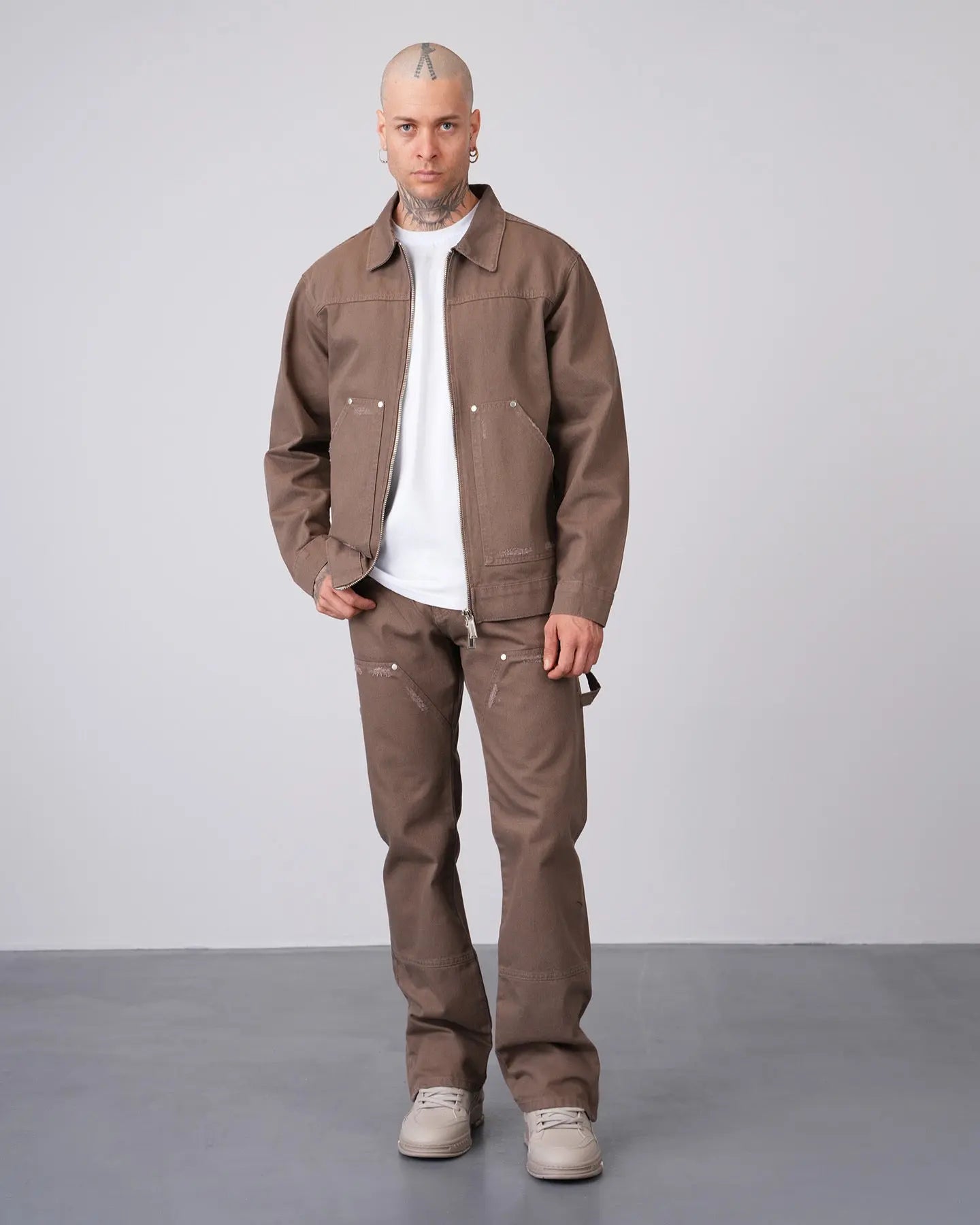 Ensemble Workwear Marron – Veste Denim & Jean Flare Carpenter bonhomme