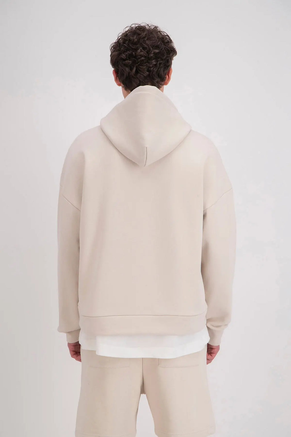 Veste Beige Coeur Blanc avec capuche et fermeture Zip bonhomme